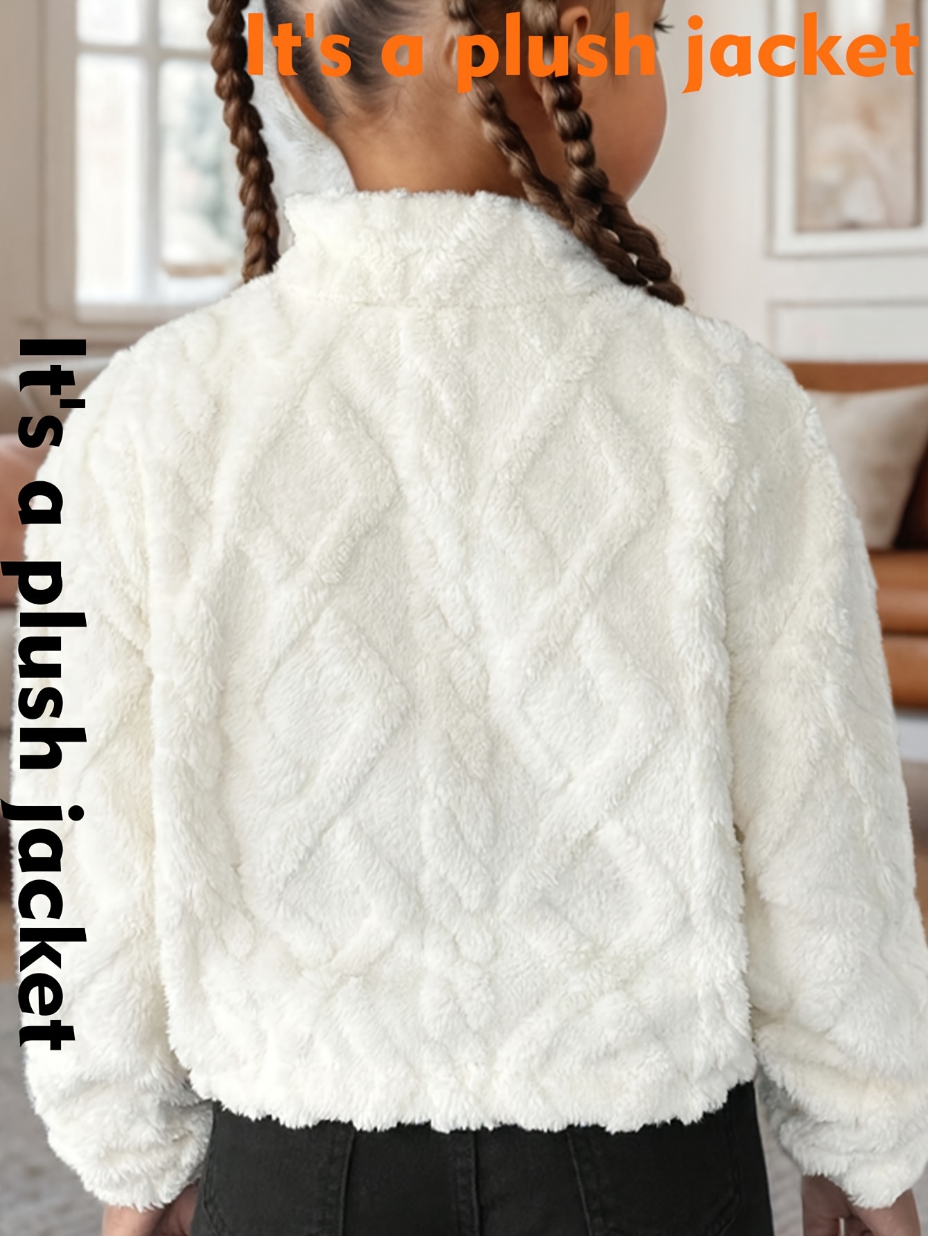 Girls Quilted Warm Plush Jacket Fall Winter - 图片 5