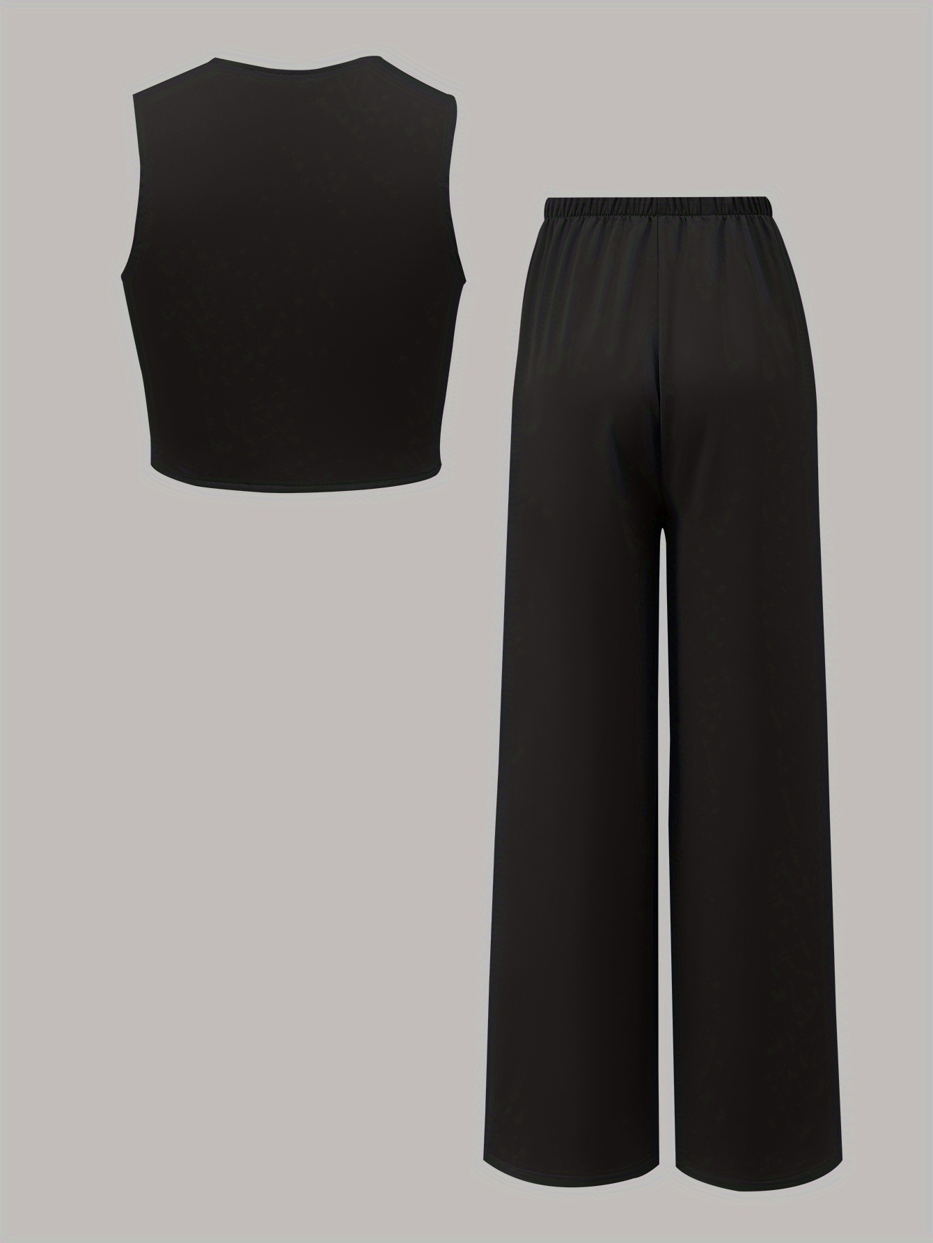 Girls Asymmetrical Solid Blazer Vest Pants 2-Piece Set Spring Summer - 图片 3
