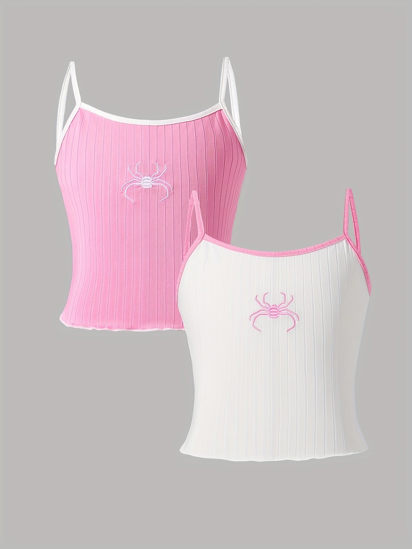 Girls Spider Embroidery Cami Tops Summer - 图片 2