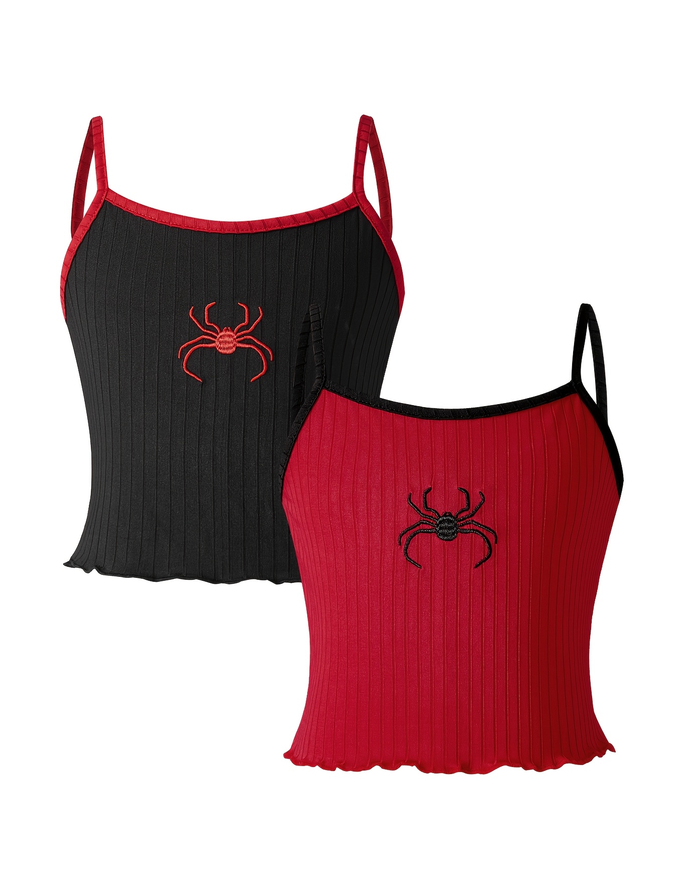 Girls Spider Embroidery Cami Tops Summer - 图片 4
