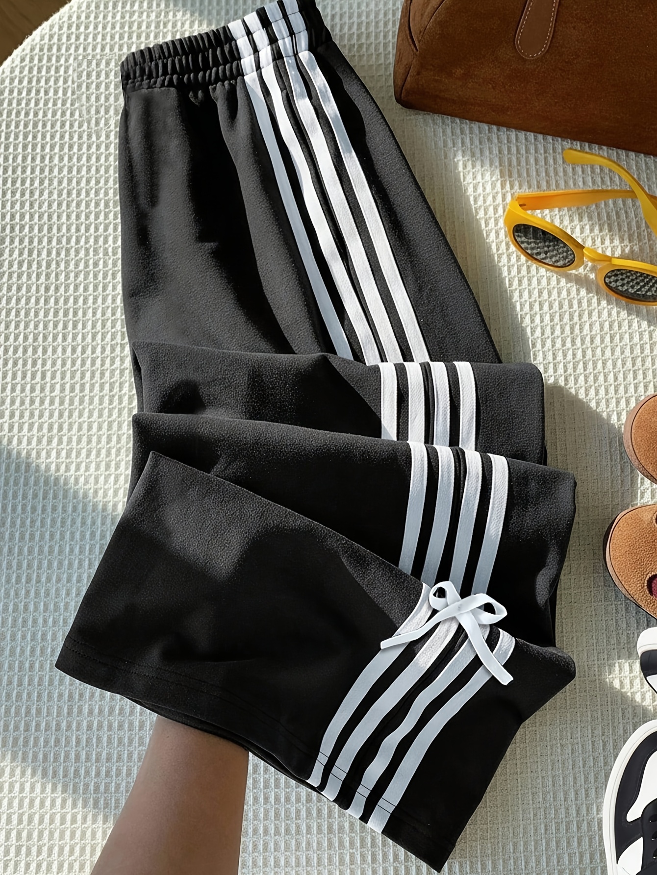 Girls Stripe Bow Straight Leg Pants Spring Summer - 图片 5