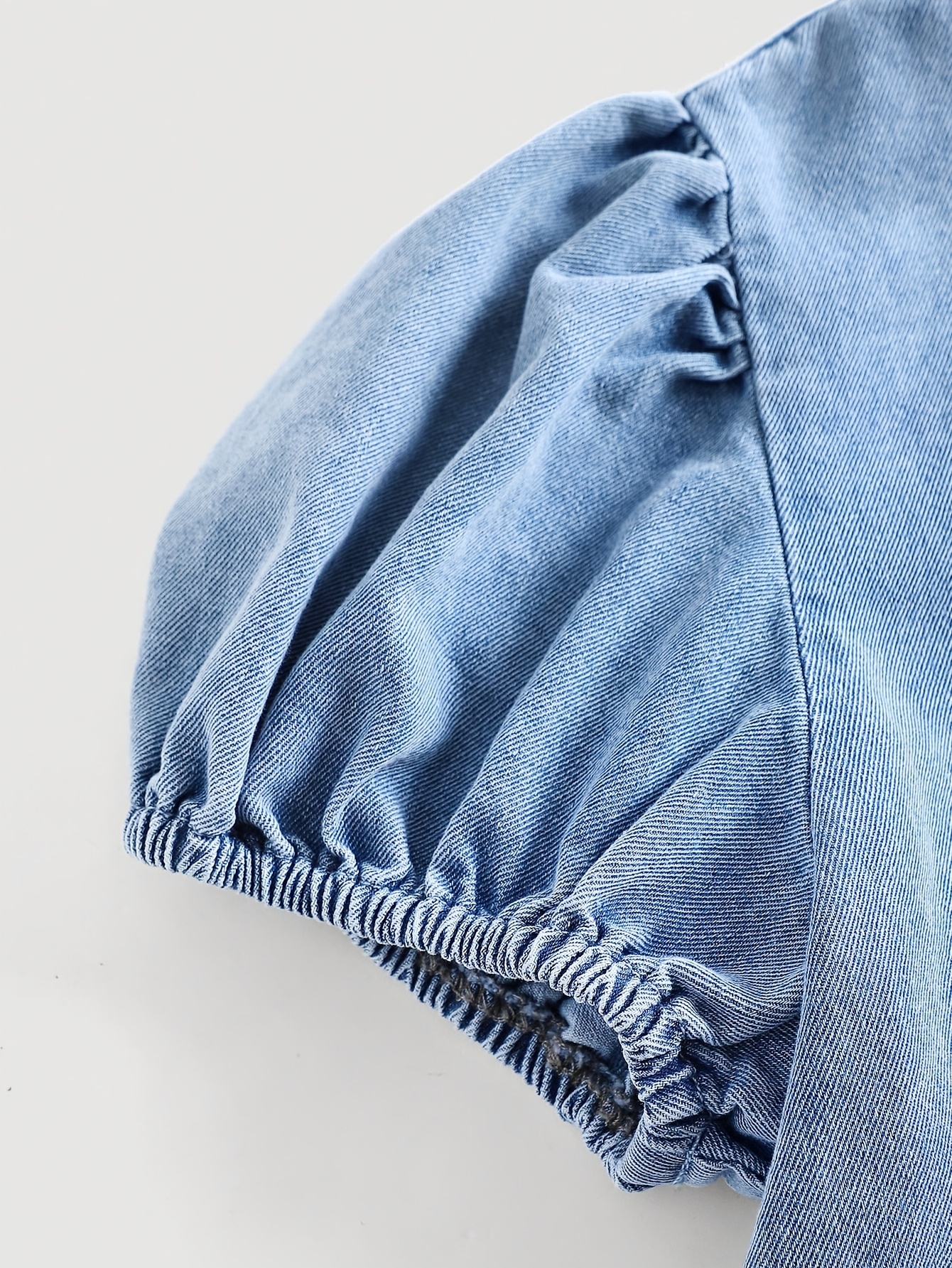 Girls Bow Denim Denim Top Shorts 2-Piece Set Spring Summer - 图片 4