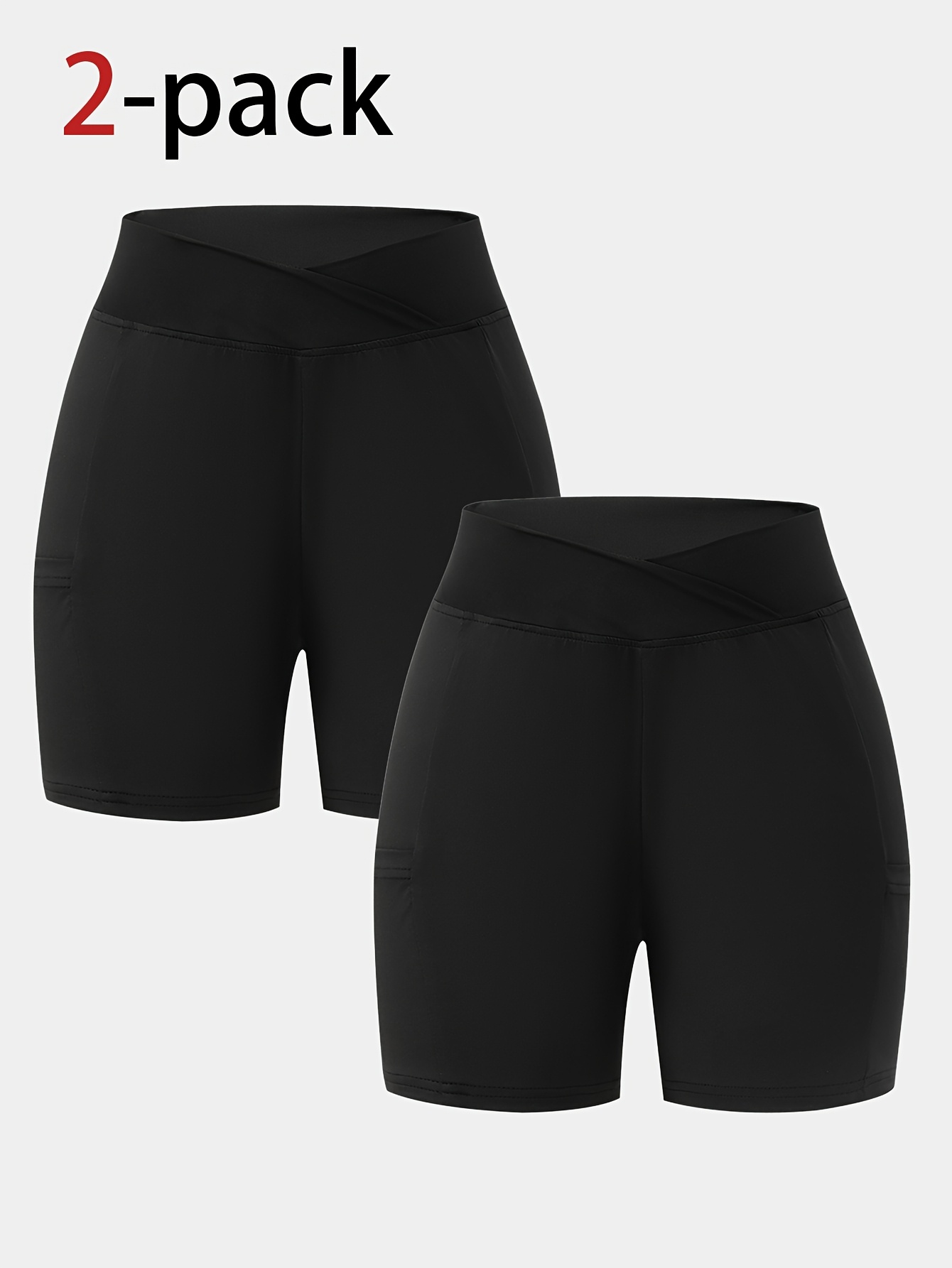 Girls Cross Waist Solid Biker Shorts Spring Summer - 图片 3