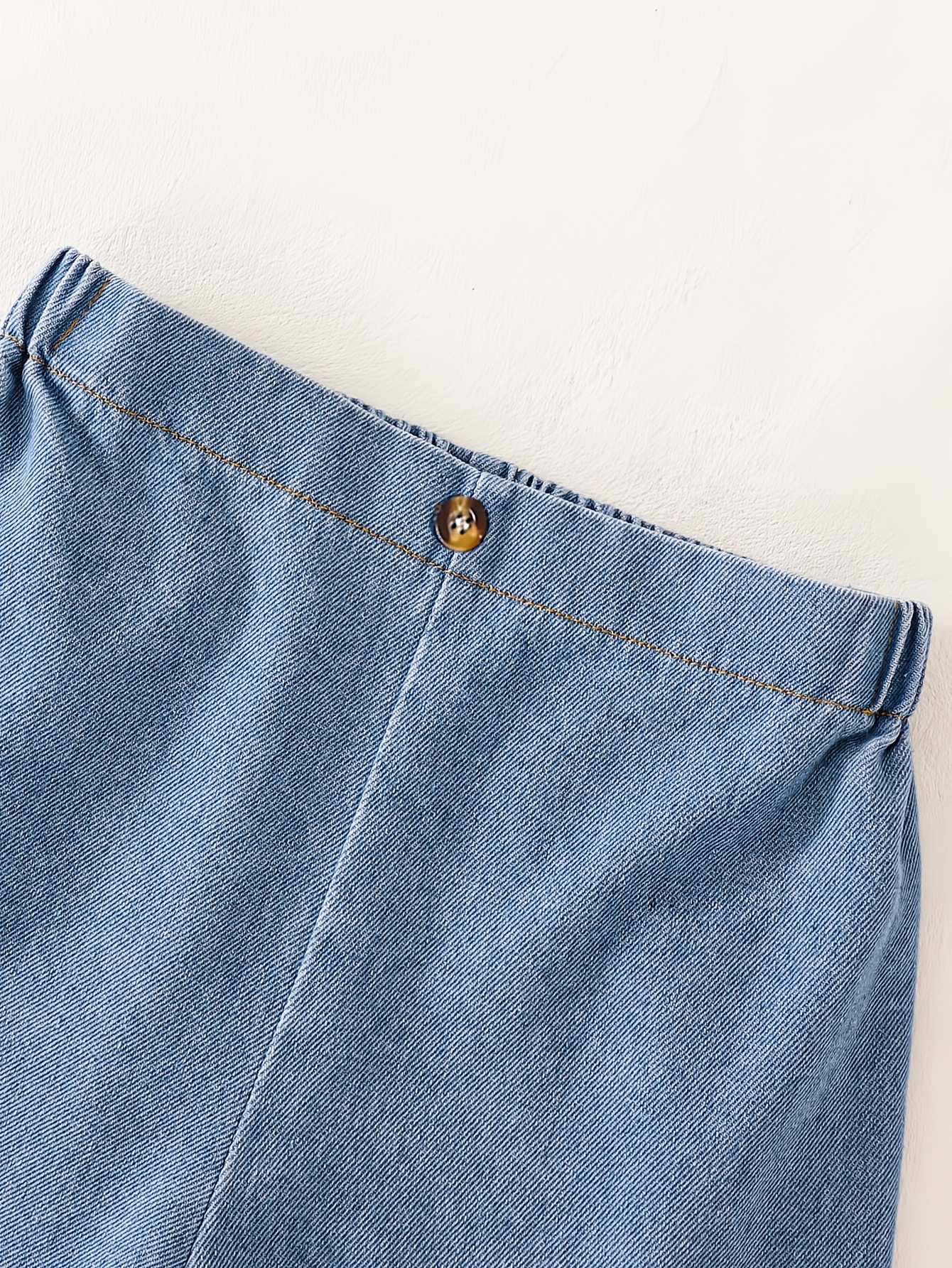 Girls Solid Denim Denim Vest Shorts 2-Piece Set Spring Summer - 图片 6