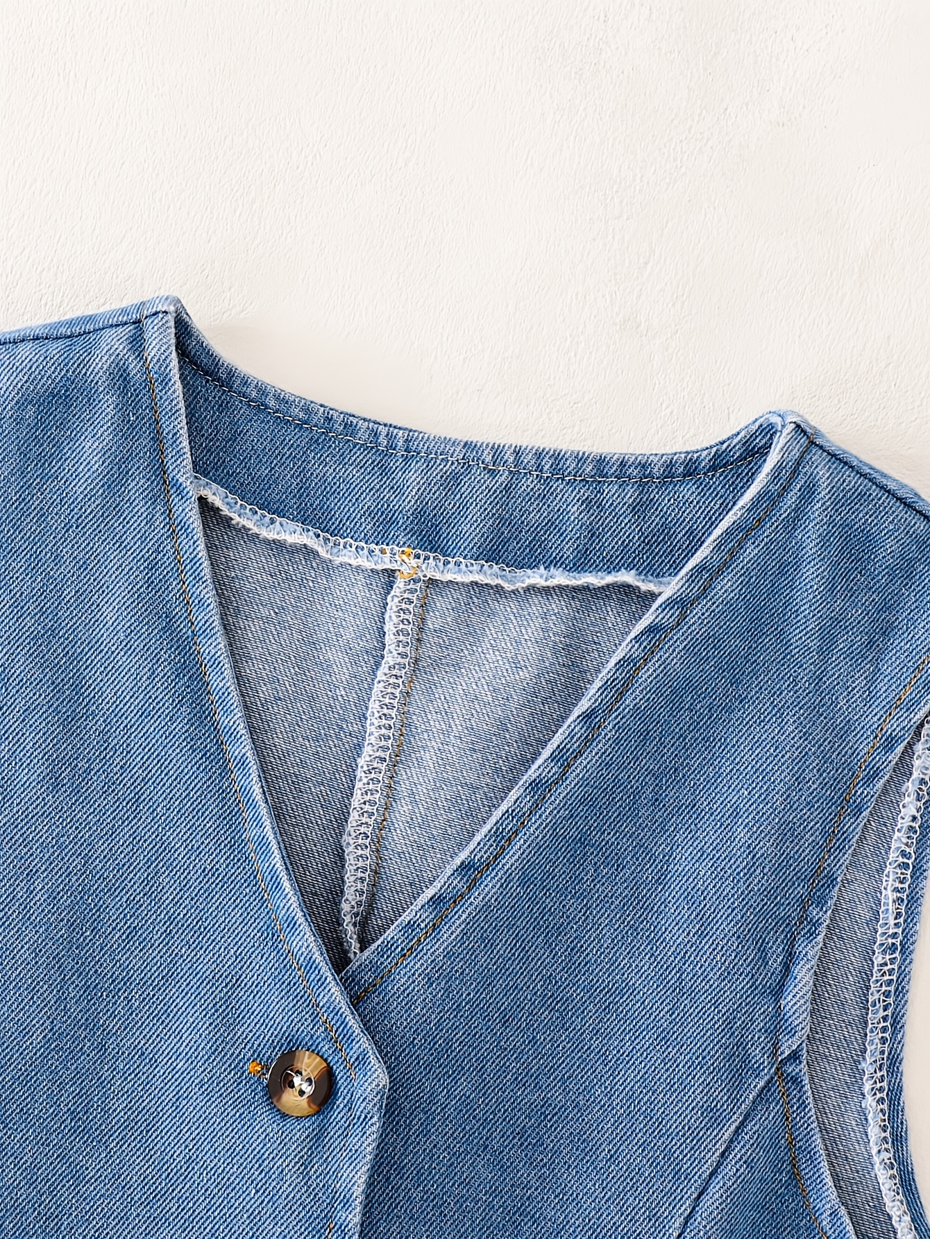 Girls Solid Denim Denim Vest Shorts 2-Piece Set Spring Summer - 图片 4