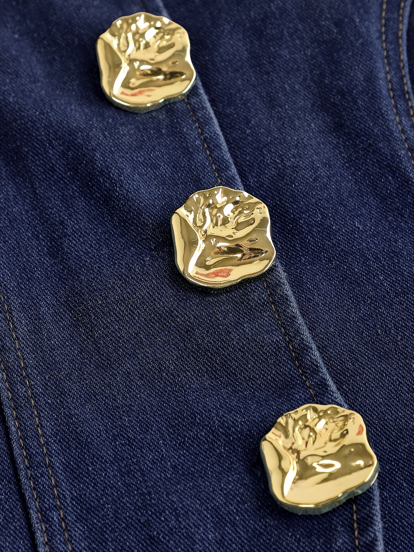 Girls Button Preppy Denim Vest Pleated Skirt 2-Piece Set Fall - 图片 5