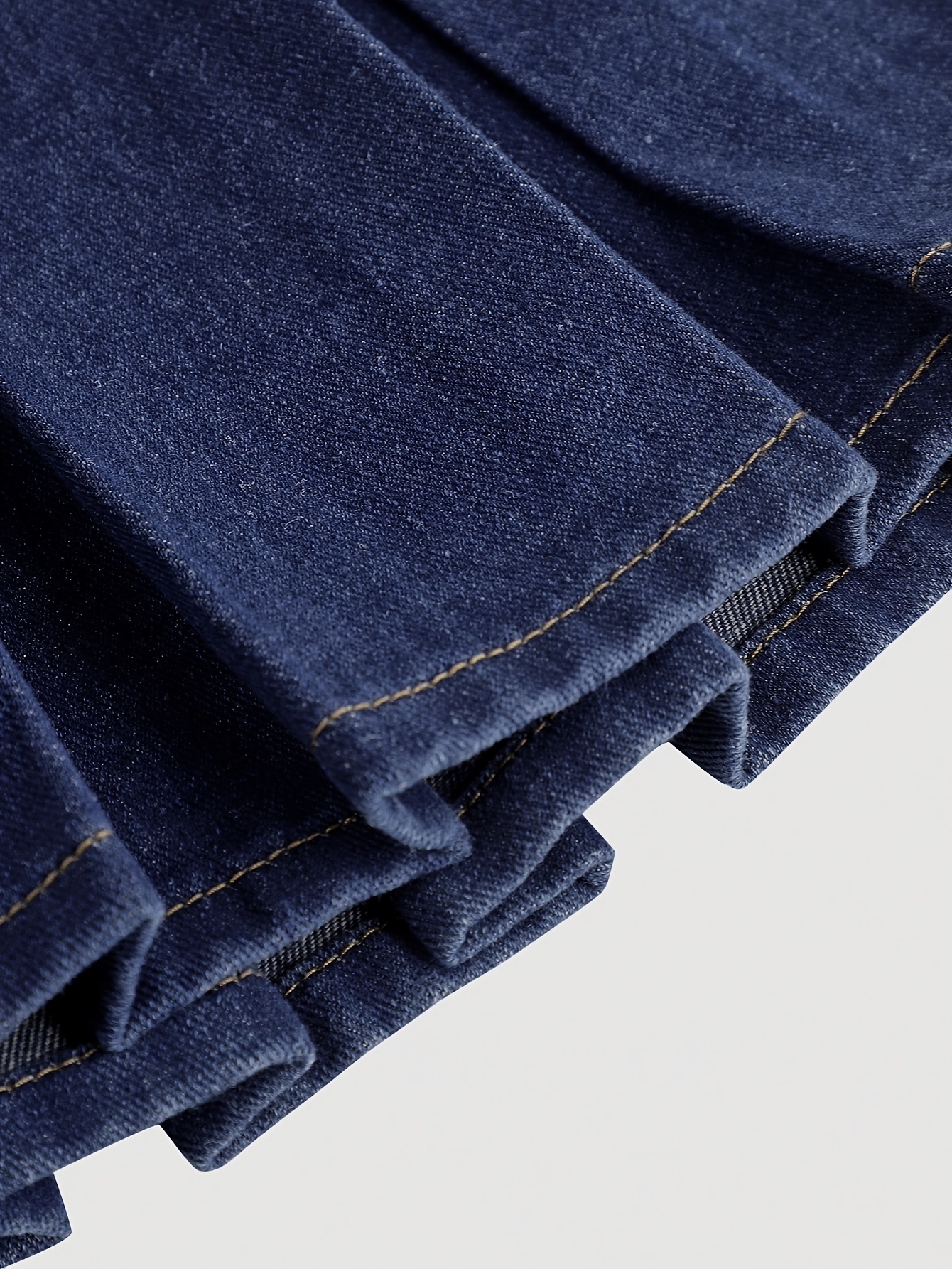 Girls Button Preppy Denim Vest Pleated Skirt 2-Piece Set Fall - 图片 4