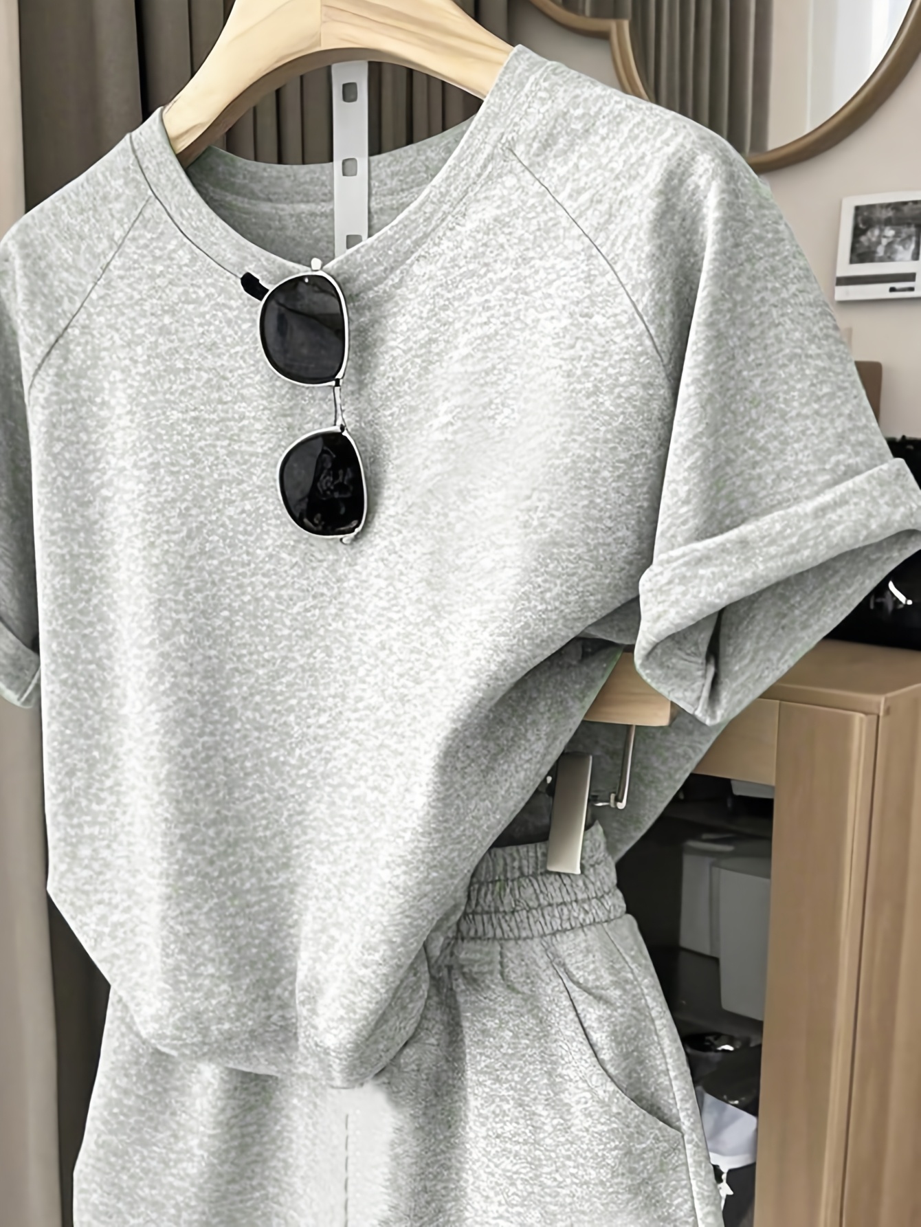 Girls Solid Minimal T-Shirt Shorts 2-Piece Set Spring Summer - 图片 3