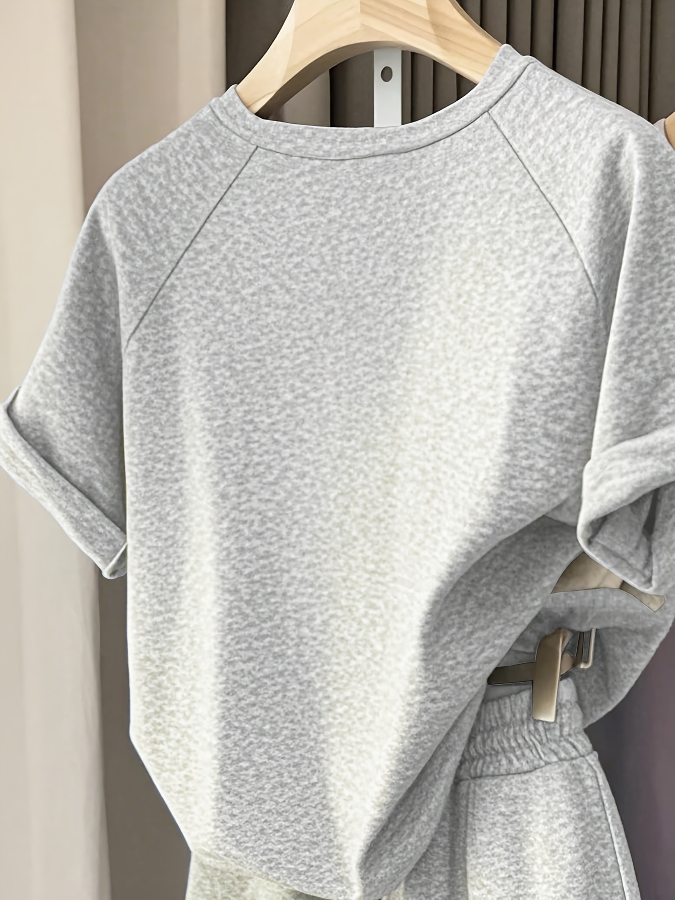 Girls Solid Minimal T-Shirt Shorts 2-Piece Set Spring Summer - 图片 2