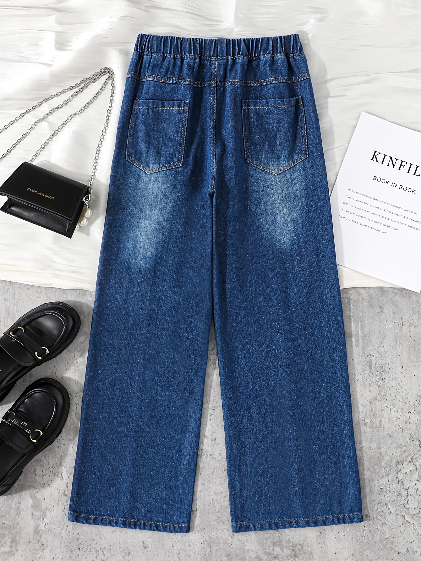 Girls Loose Fit Denim Jeans Spring Summer - 图片 4