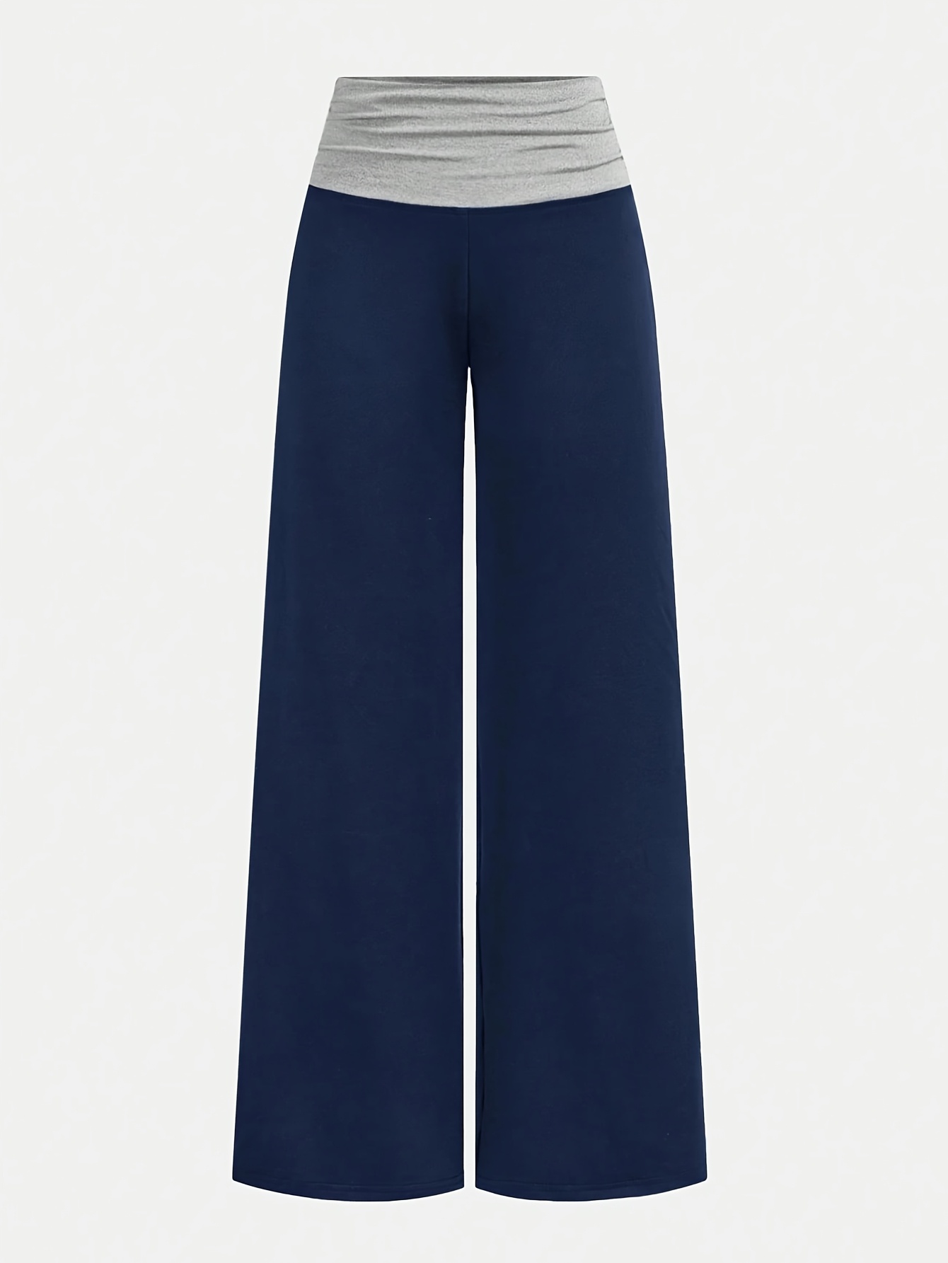 Girls Contrast Waist Streetwear Wide Leg Sweatpants Spring Summer - 图片 2