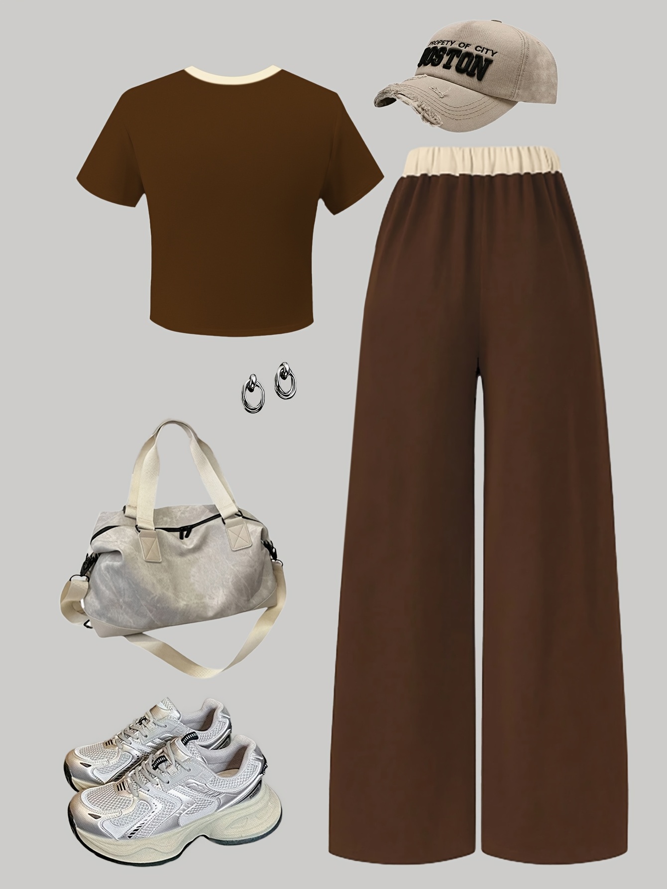 Girls Bow Print Solid T-Shirt Straight Pants 2-Piece Set Spring Summer - 图片 2