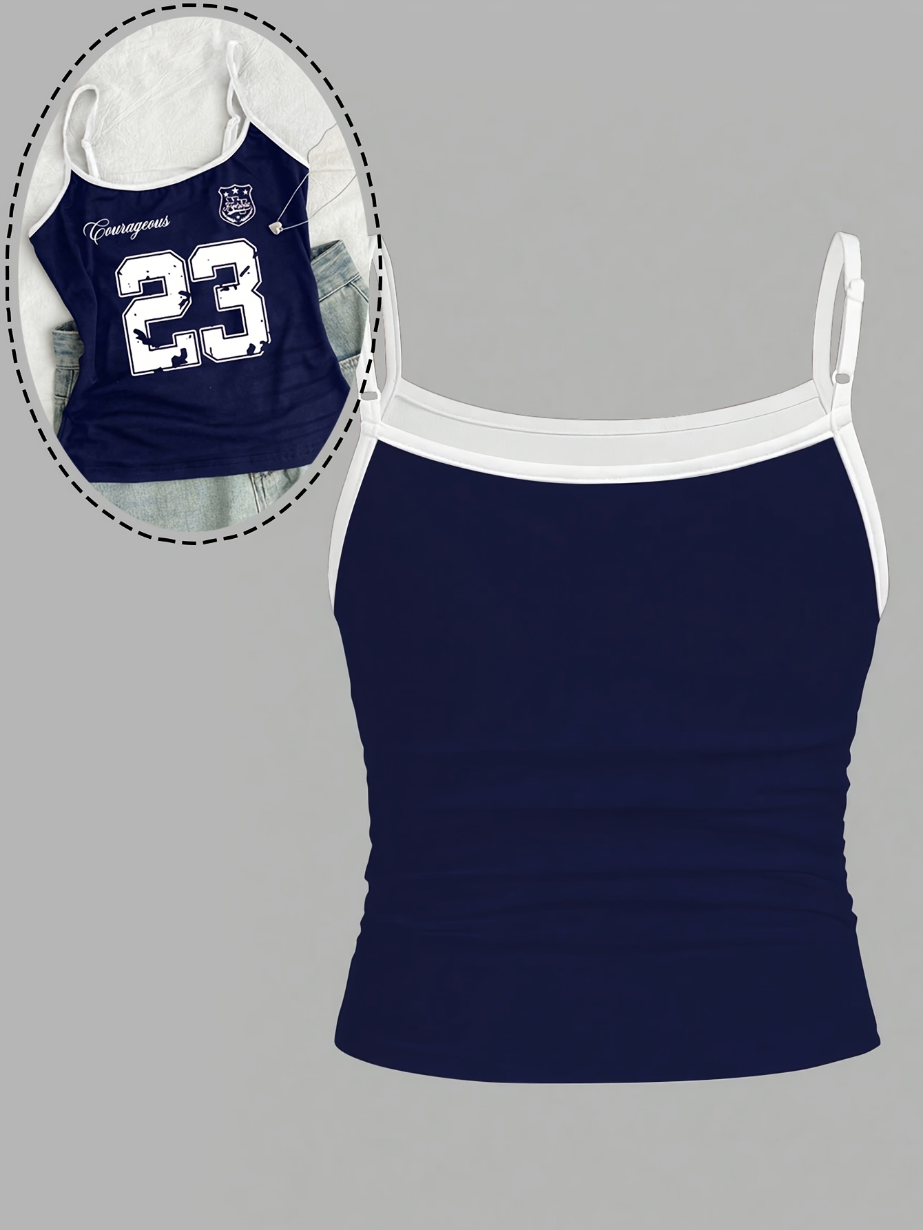 Girls Number Graphic Sporty Cami Top Summer - 图片 3
