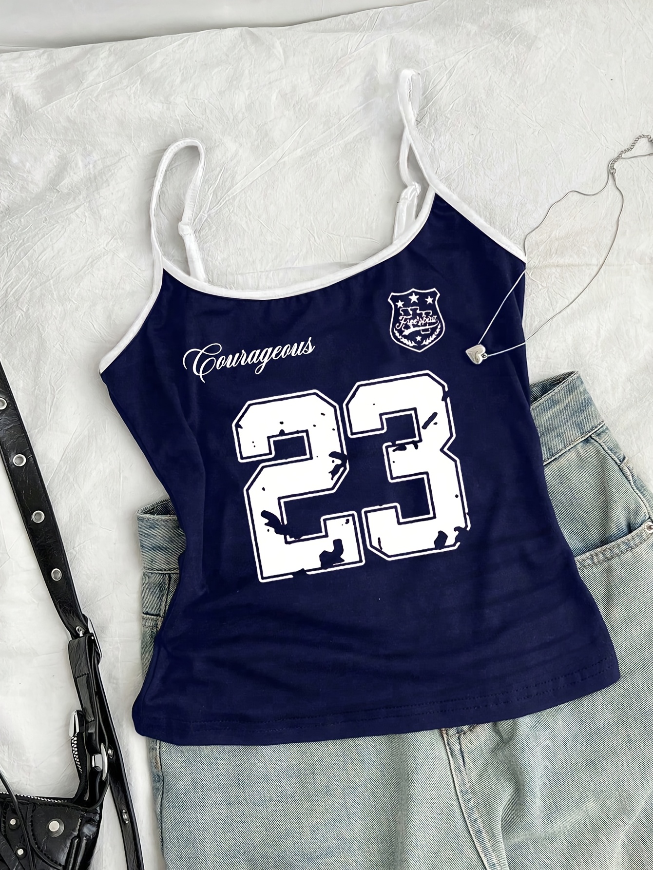 Girls Number Graphic Sporty Cami Top Summer - 图片 2