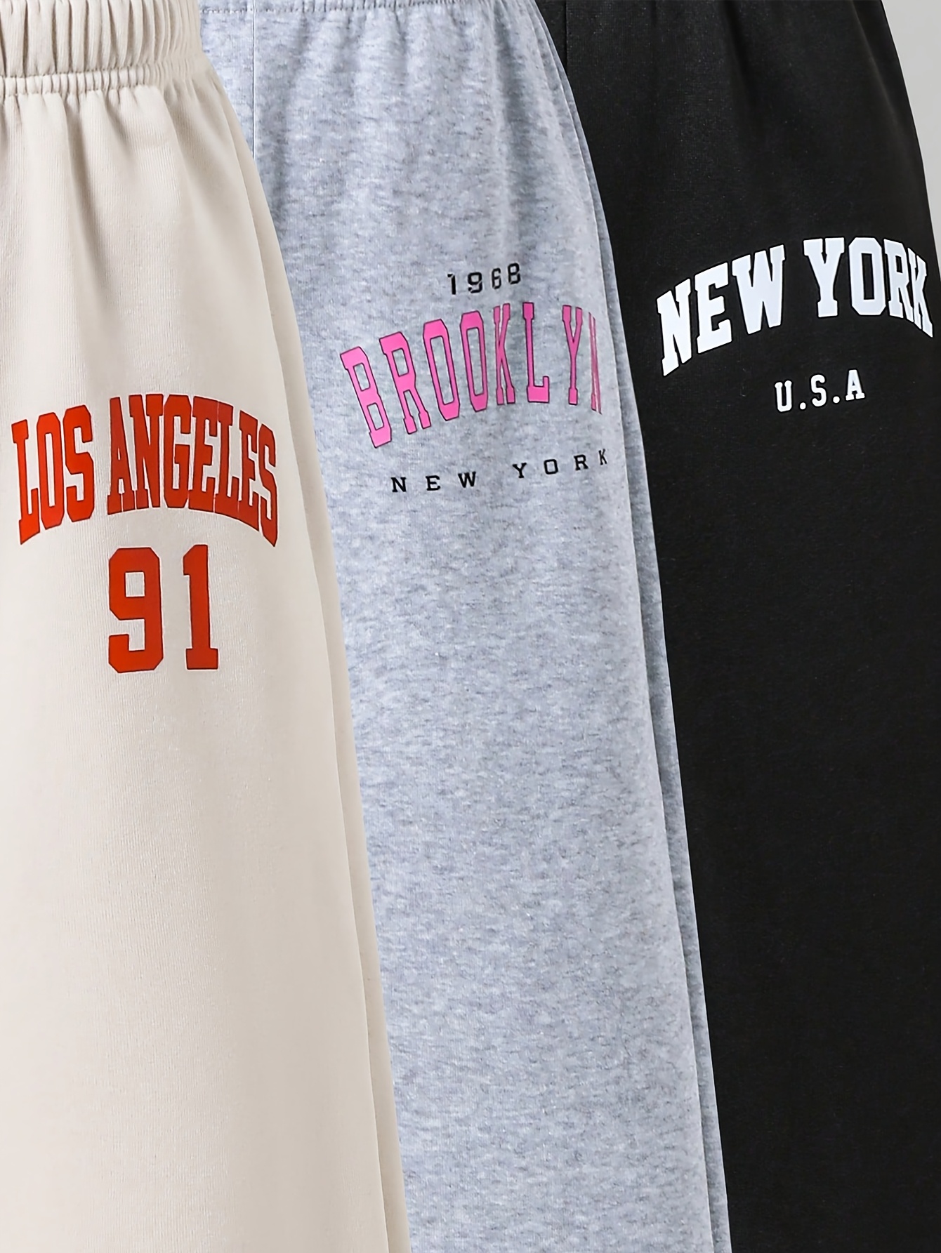 Girls Number Graphic Streetwear Wide Leg Pants Fall - 图片 3