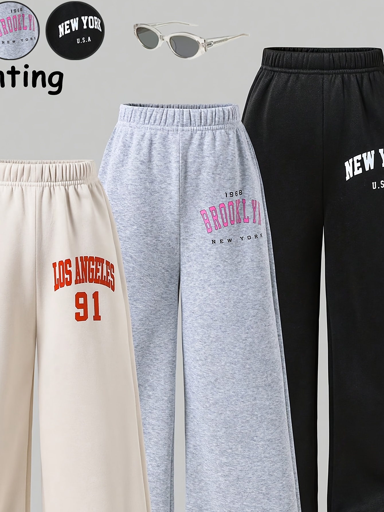 Girls Number Graphic Streetwear Wide Leg Pants Fall - 图片 5