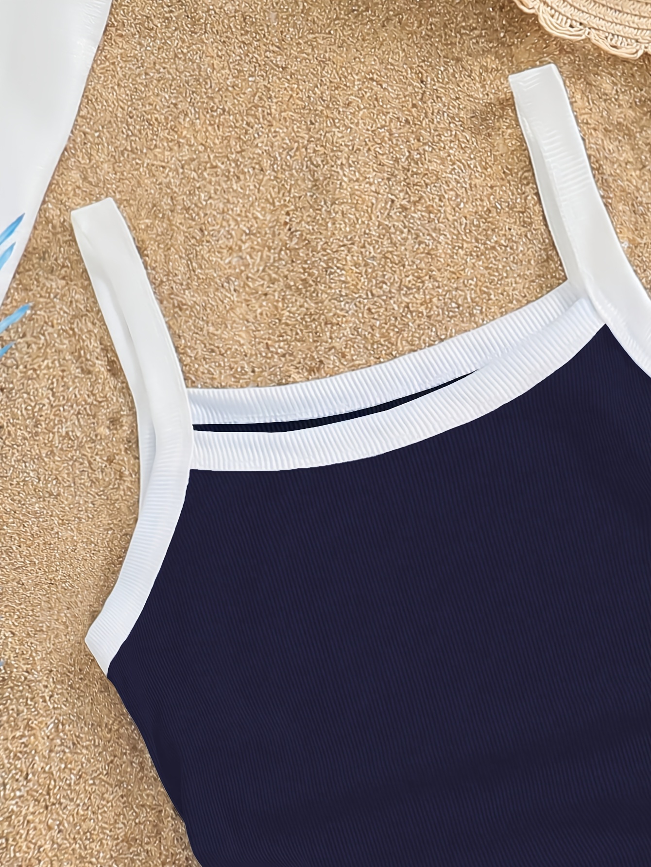 Girls Contrast Trim Ribbed Cami Top Summer - 图片 2
