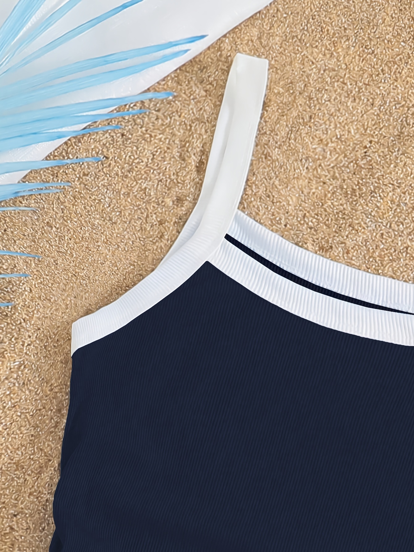 Girls Contrast Trim Ribbed Cami Top Summer - 图片 3