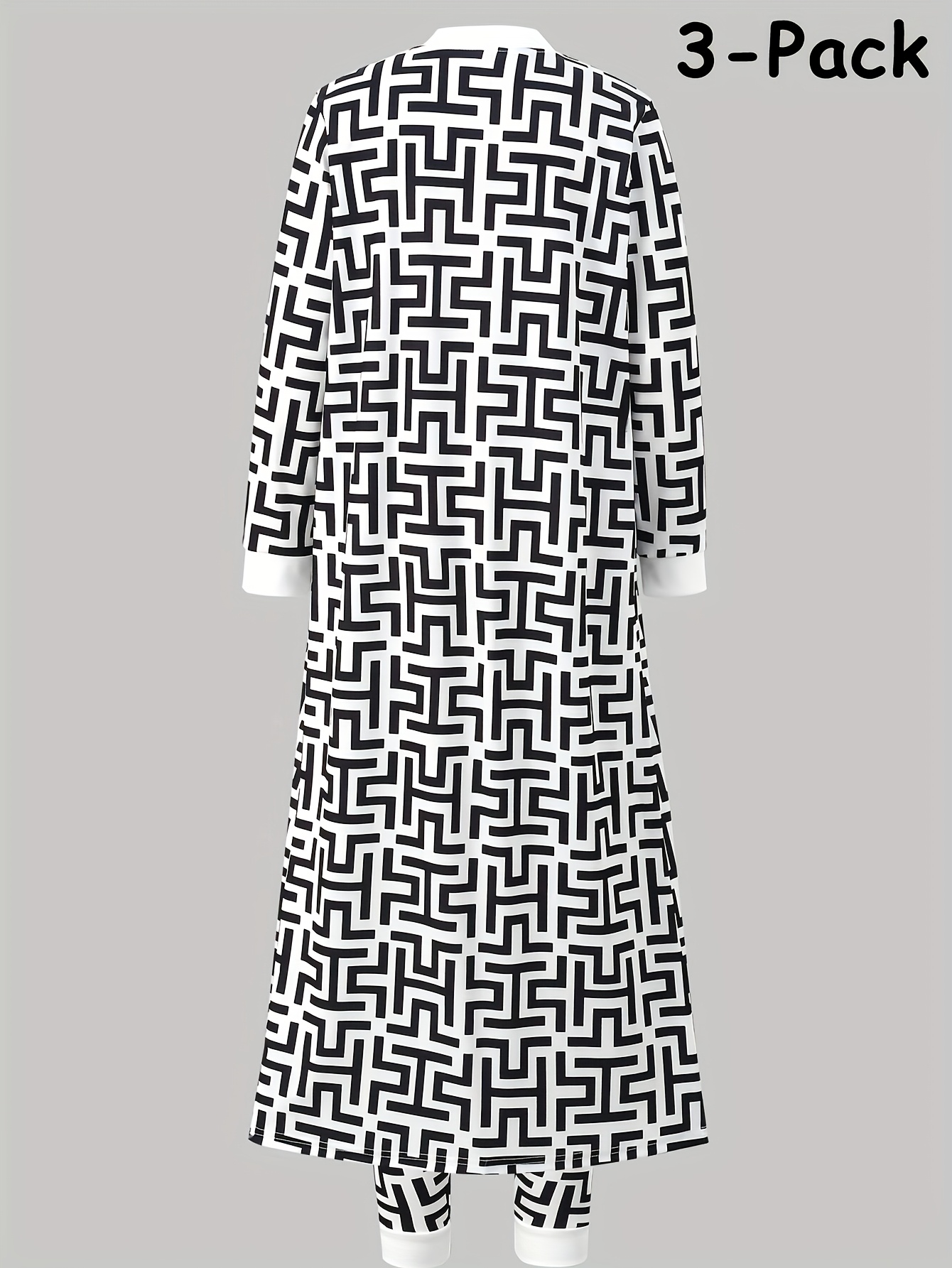 Girls Geometric Print Cardigan Cami Jogger Pants 3-Piece Set All Season - 图片 3