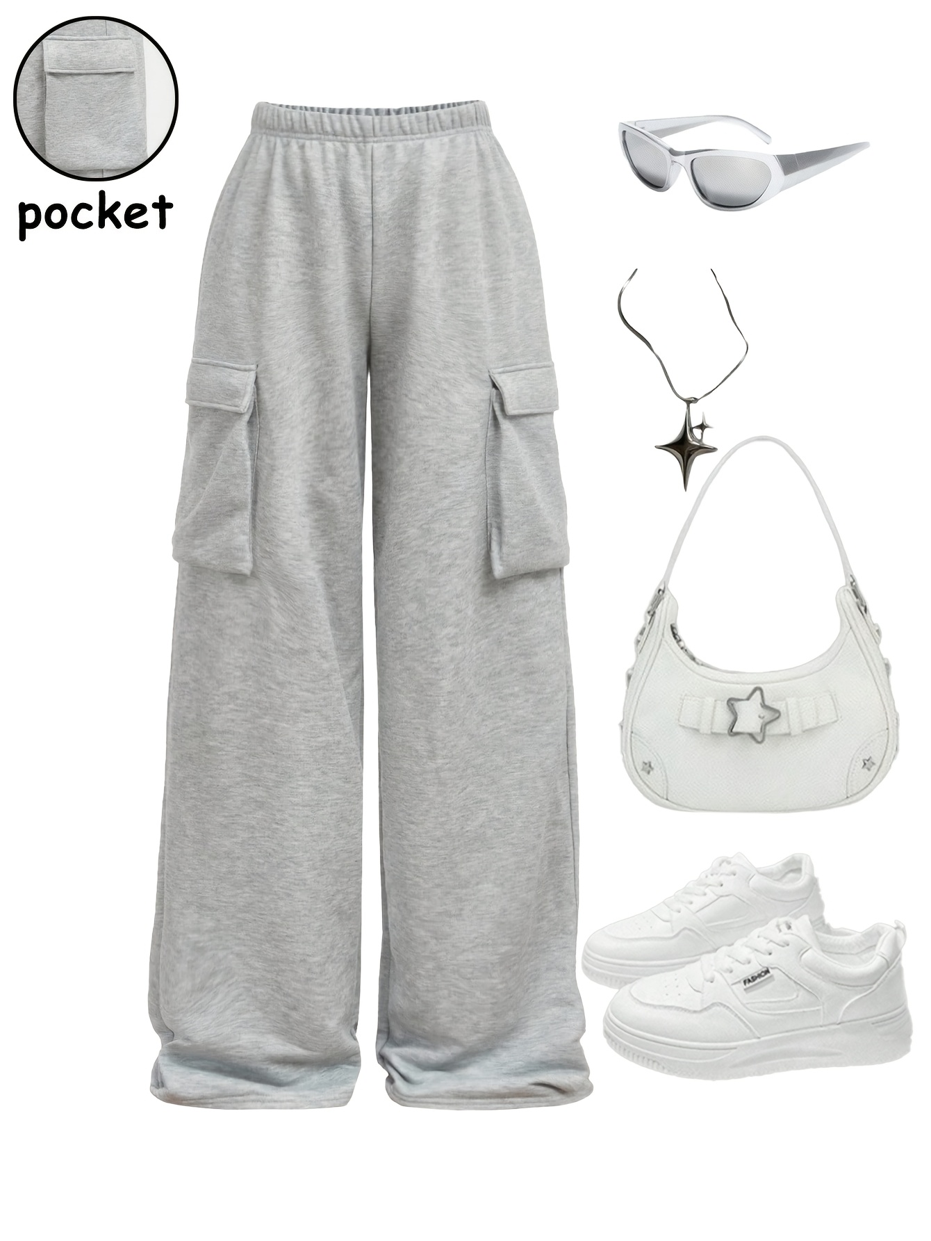 Girls Solid Streetwear Sweatpants Spring Summer - 图片 2