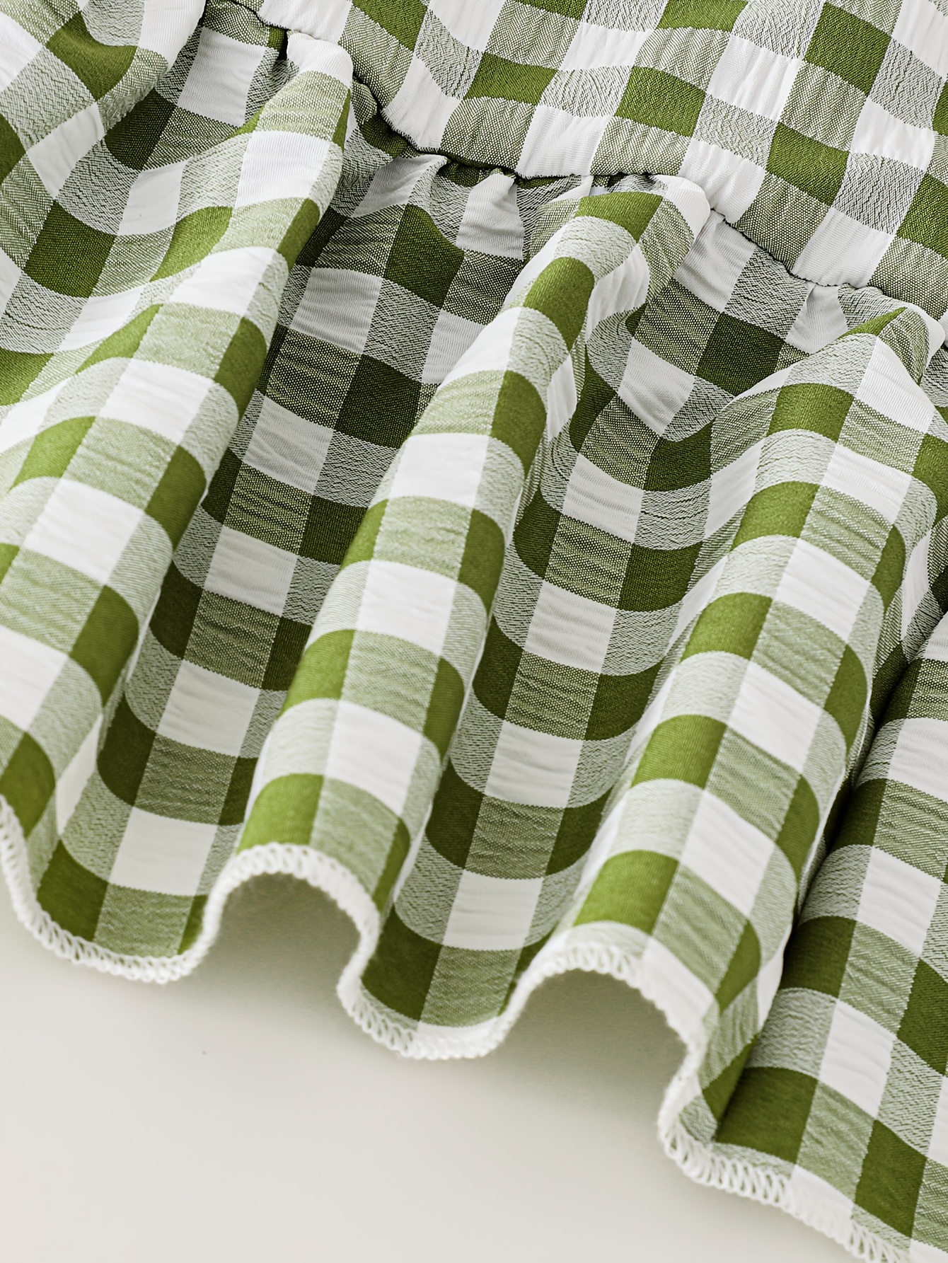 Girls Plaid Ruffle Plaid Sleeveless Top Pants 2-Piece Set Spring Summer - 图片 5