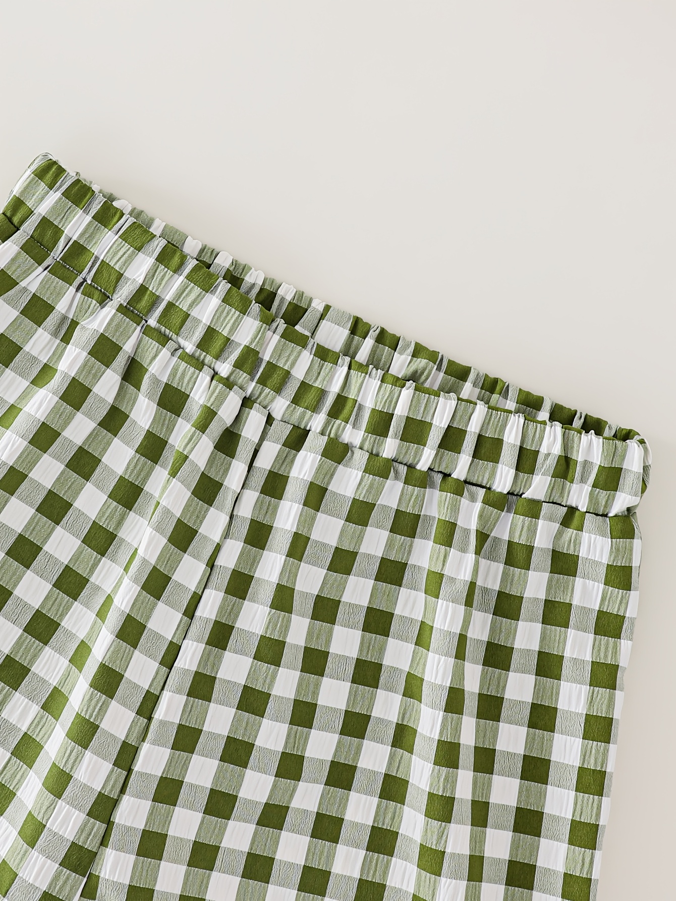 Girls Plaid Ruffle Plaid Sleeveless Top Pants 2-Piece Set Spring Summer - 图片 4