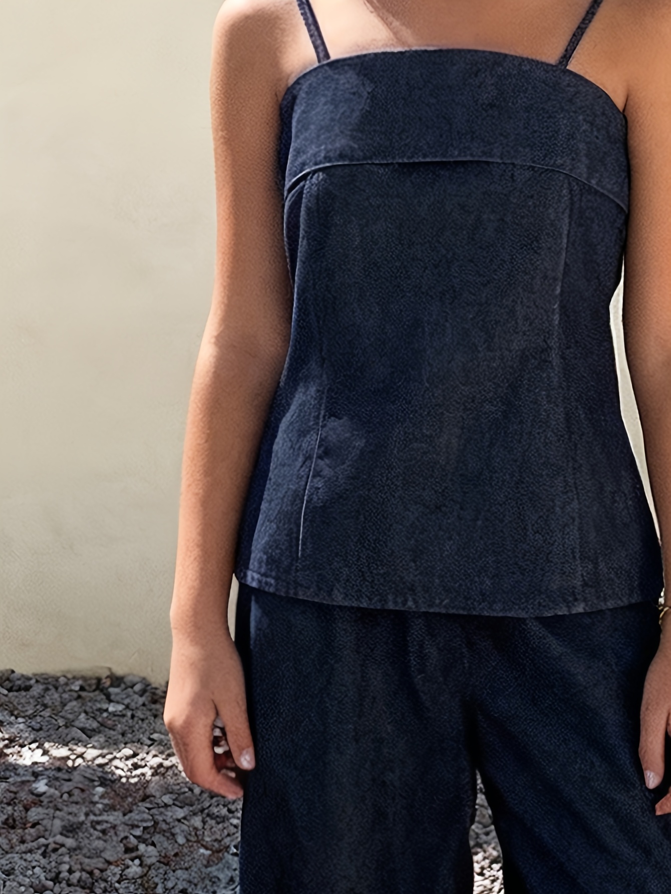 Girls Denim Wide Leg Denim Cami Jeans 2-Piece Set Spring Summer - 图片 4