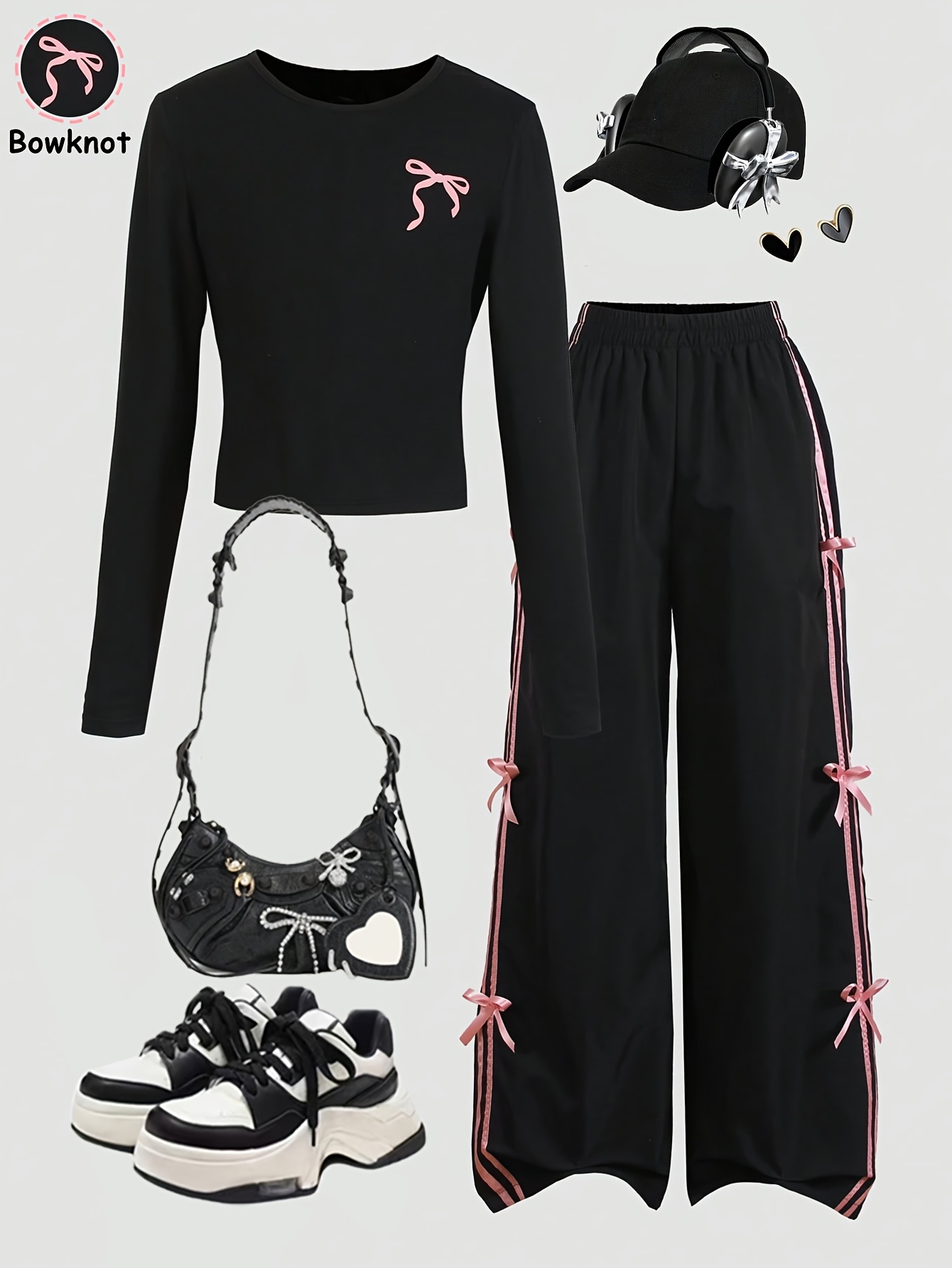 Girls Butterfly Print Side Detail Sweatshirt Pants 2-Piece Set Spring Summer - 图片 2