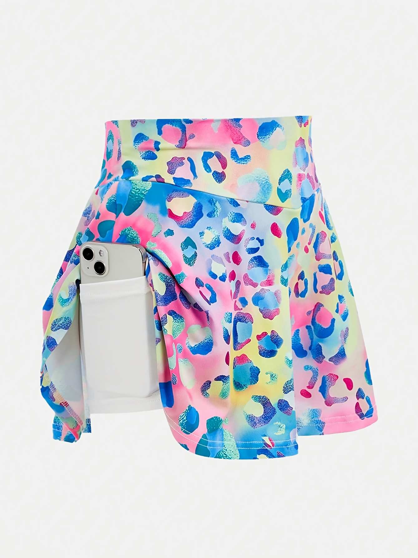 Girls Colorful Polka Dot Stretch Sport Skort - 图片 2