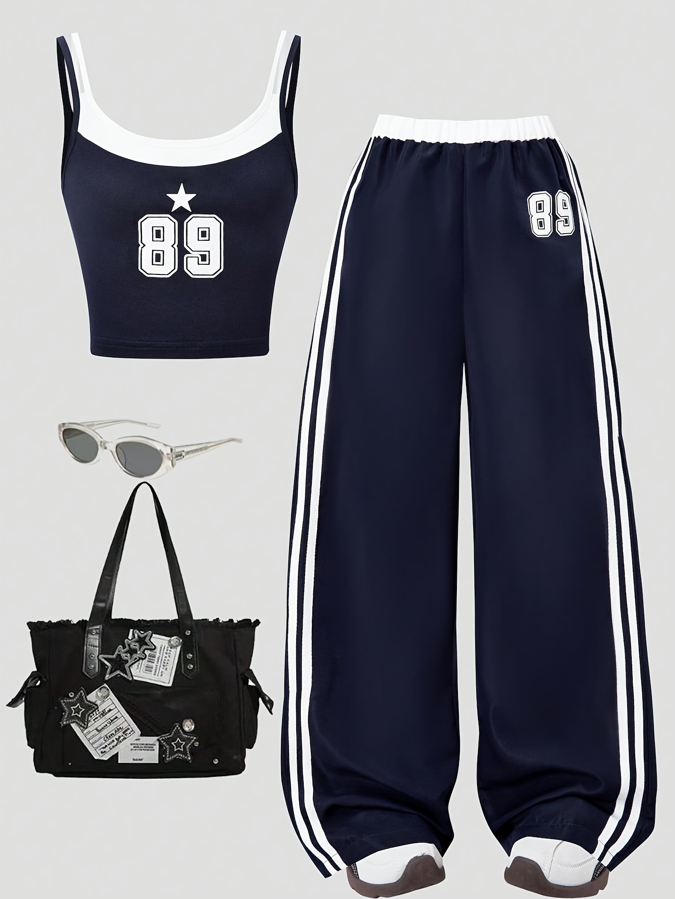 Girls Layered Cami Top and Wide Leg Pants 2-Piece Set - 图片 2