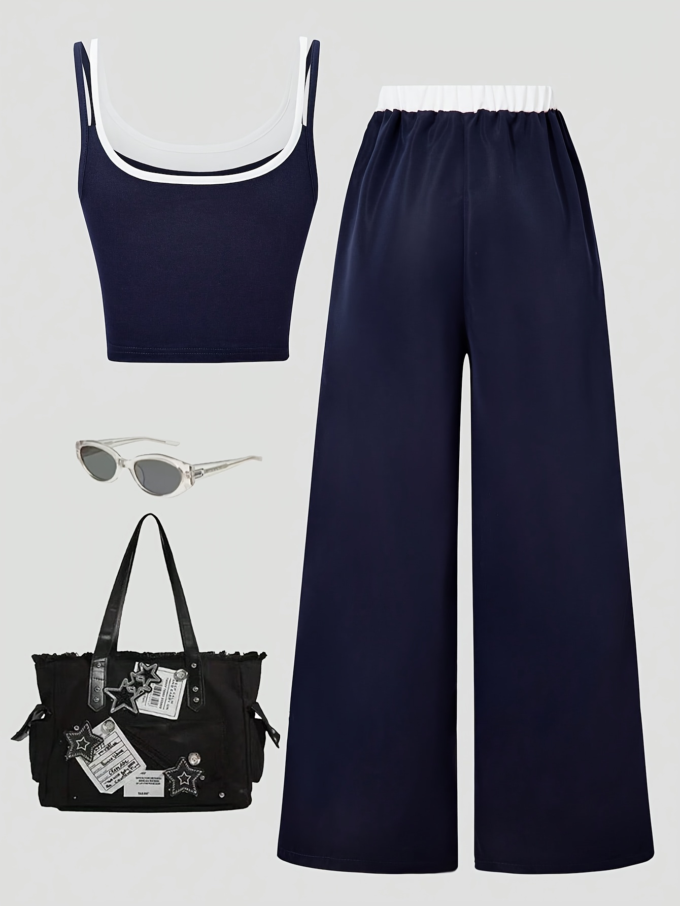 Girls Layered Cami Top and Wide Leg Pants 2-Piece Set - 图片 3