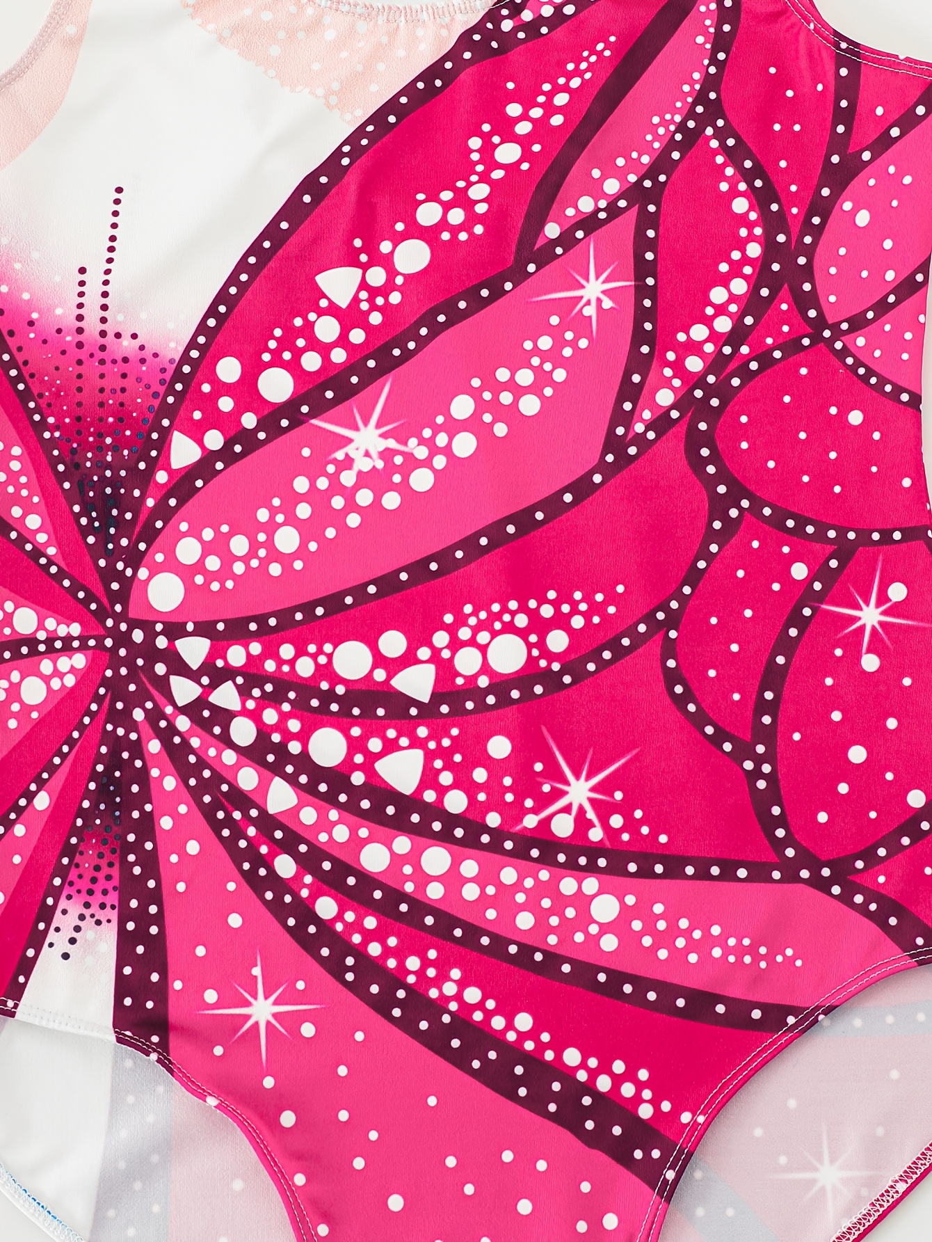 Girls Colorful Print Sleeveless Unitard, Stretch Training Outfit - 图片 5