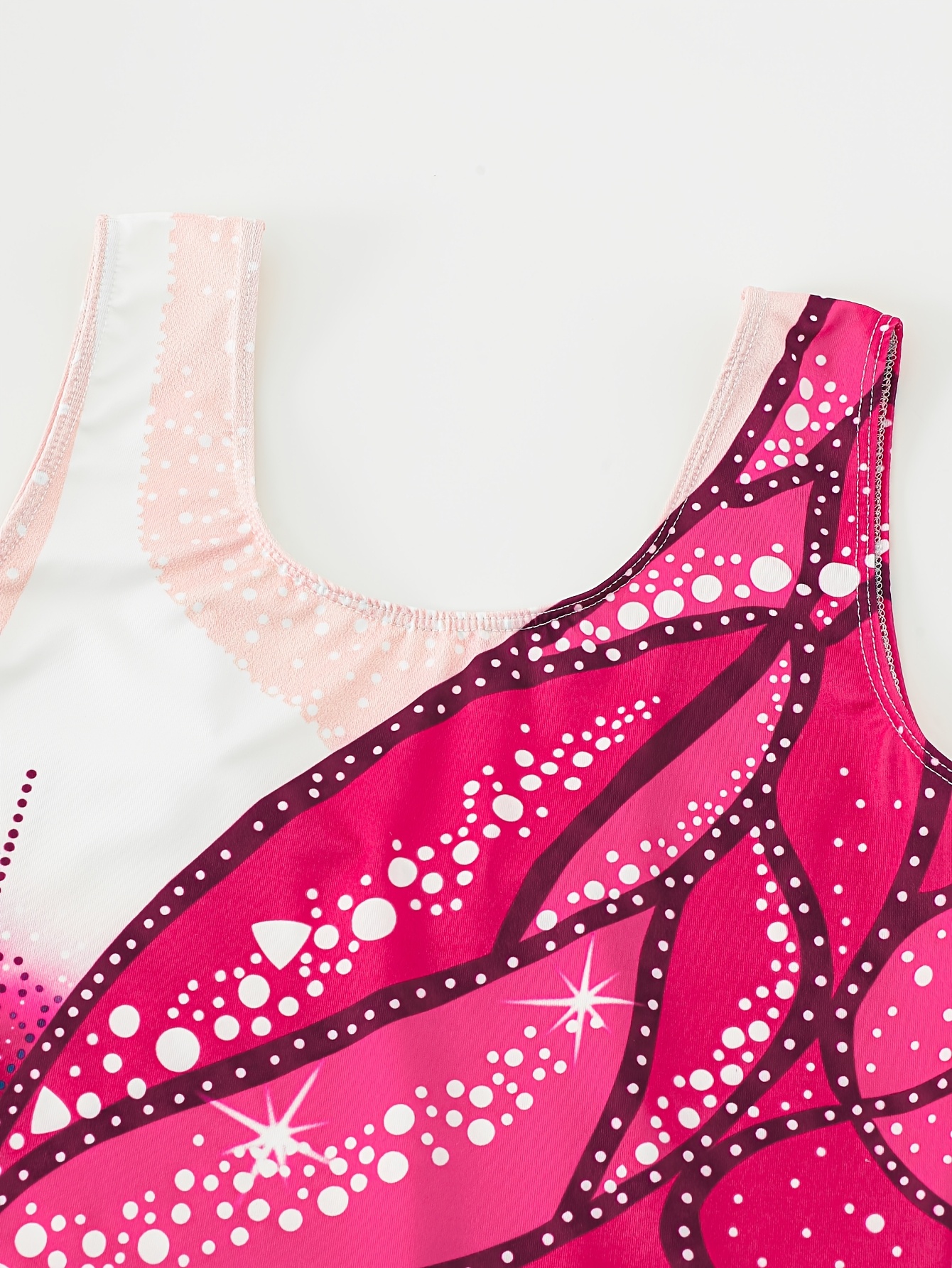 Girls Colorful Print Sleeveless Unitard, Stretch Training Outfit - 图片 4