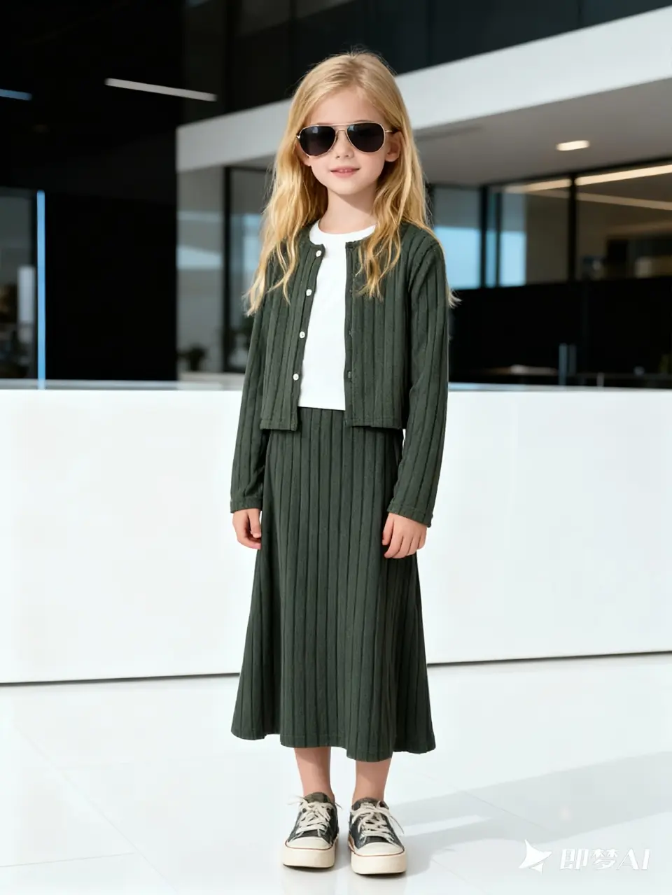Girls Striped Cardigan Cami and Skirt 3-Piece Set