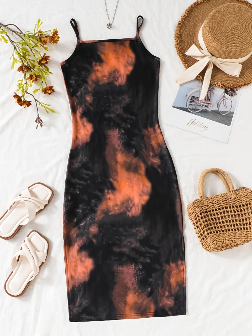 Girls Tie Dye Split Hem Cami Maxi Dress