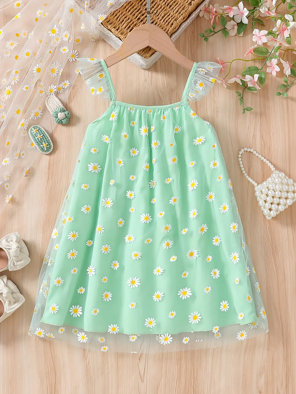 Girls Daisy Tulle Cami Summer Dress