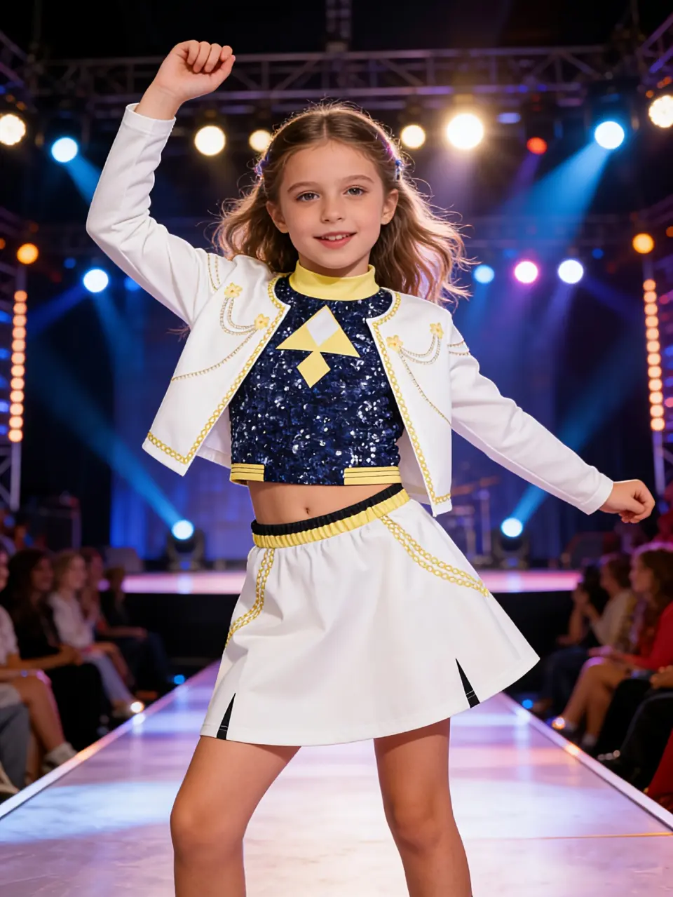 Girls Metallic Star Jacket Skirt and Tank Set