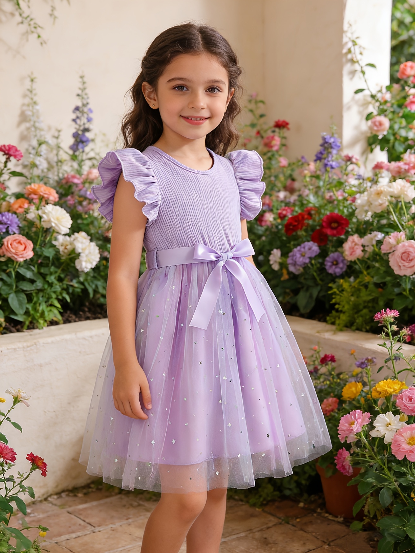 Girls Star Moon Gradient Tulle Dress - 图片 3