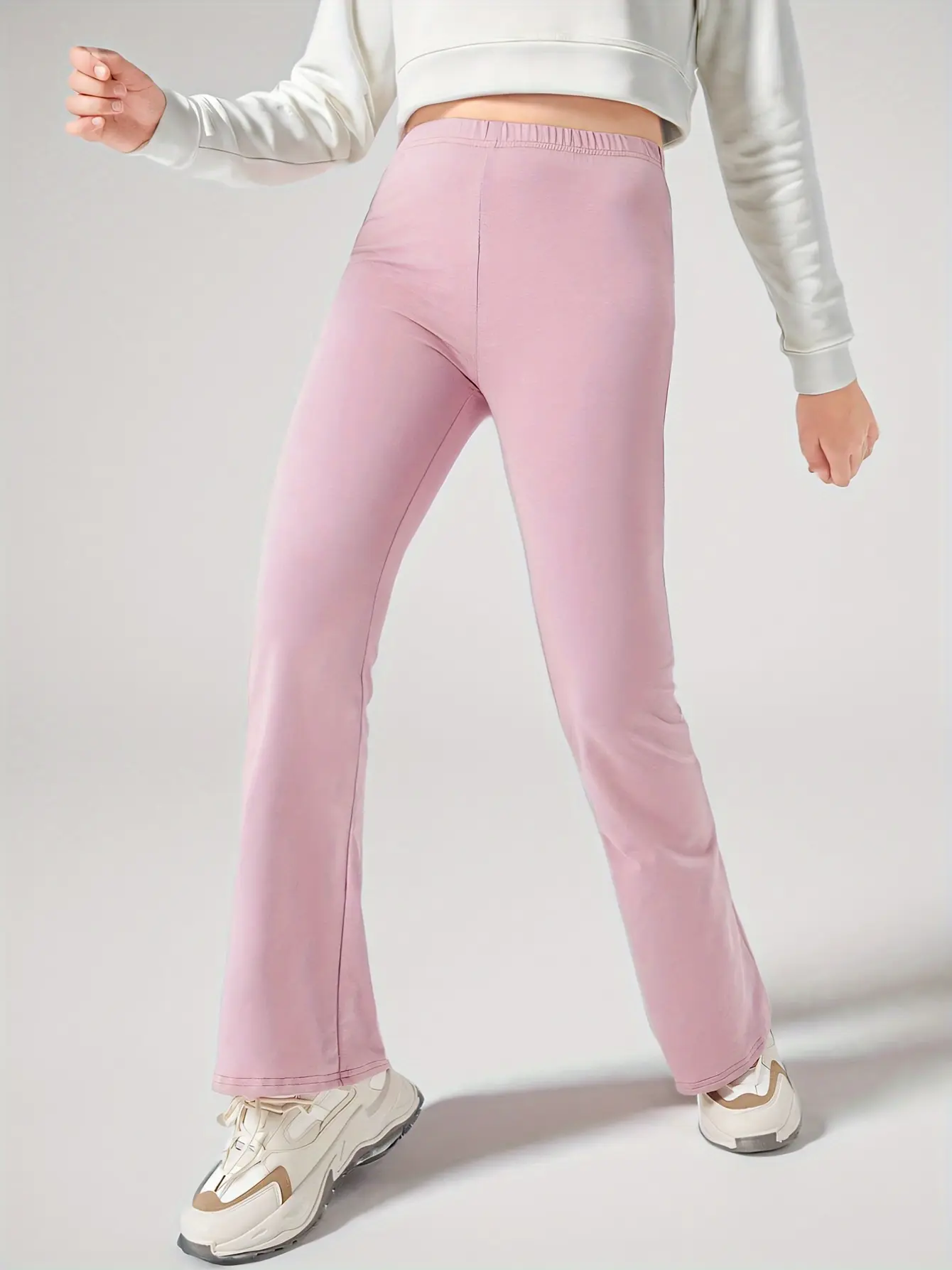 Detail 2 of Girls Flare Pants Solid Spring Summer Stretch by LUNORIANA