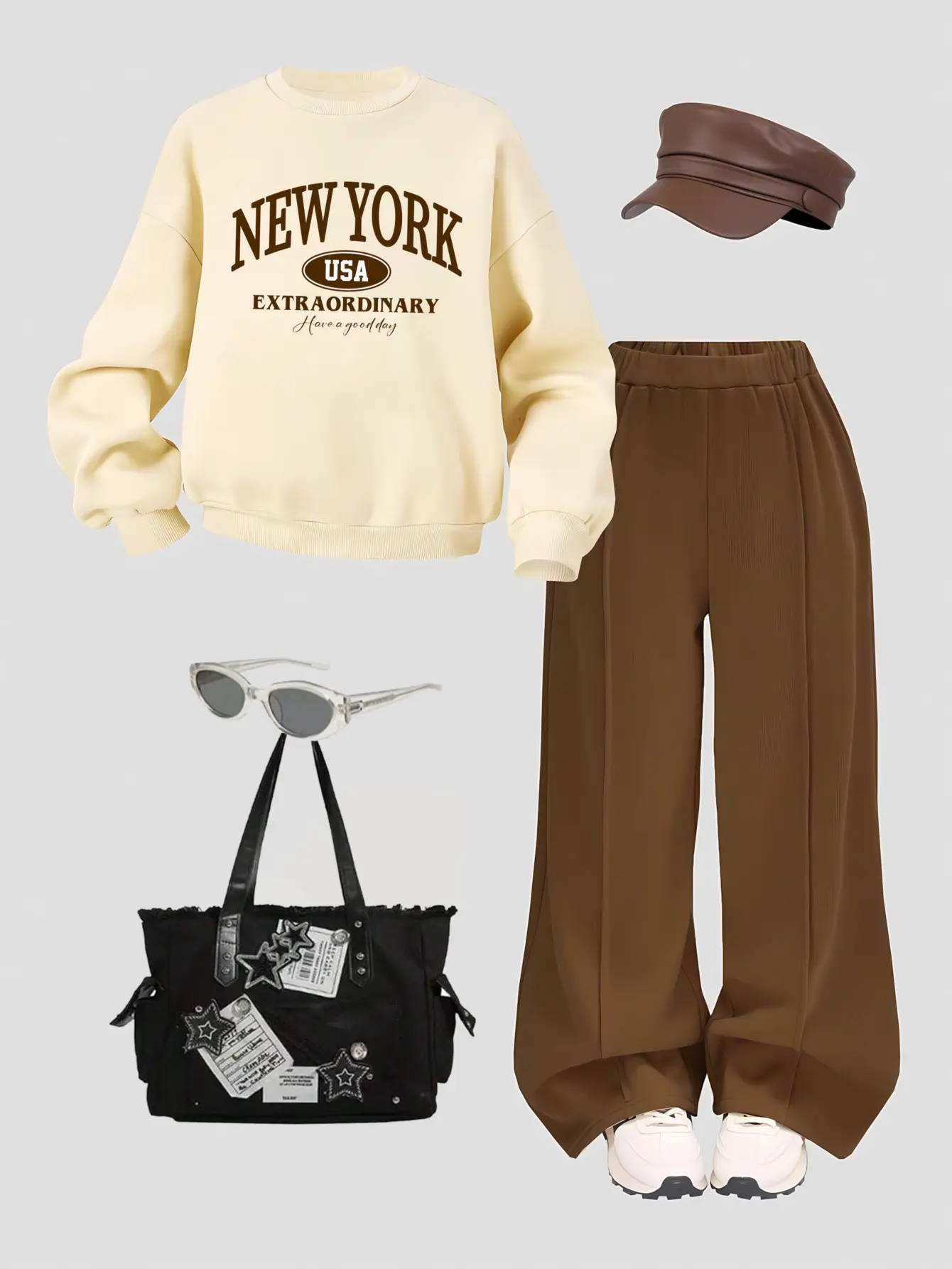 Girls New York Print Sweatshirt and Pants Set by LUNORIANA