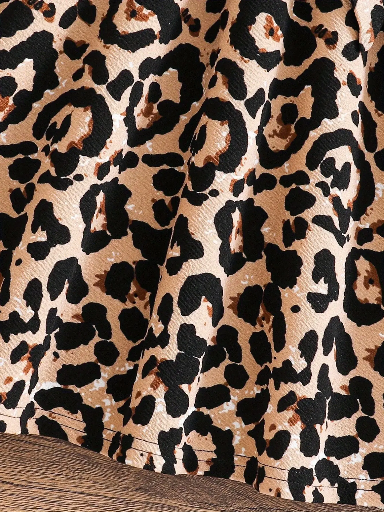 Detail 7 of Girls Leopard Bow A-Line Long Sleeve Dress by LUNORIANA