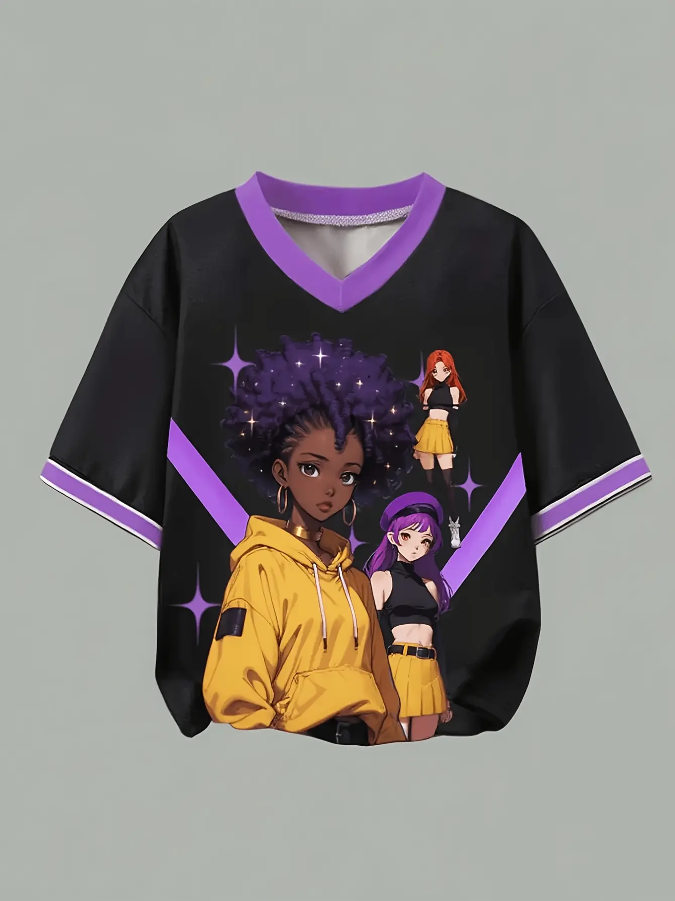 Detail 2 of Girls Anime Graphic T-Shirt and Star Ruffle Skirt Set by LUNORIANA