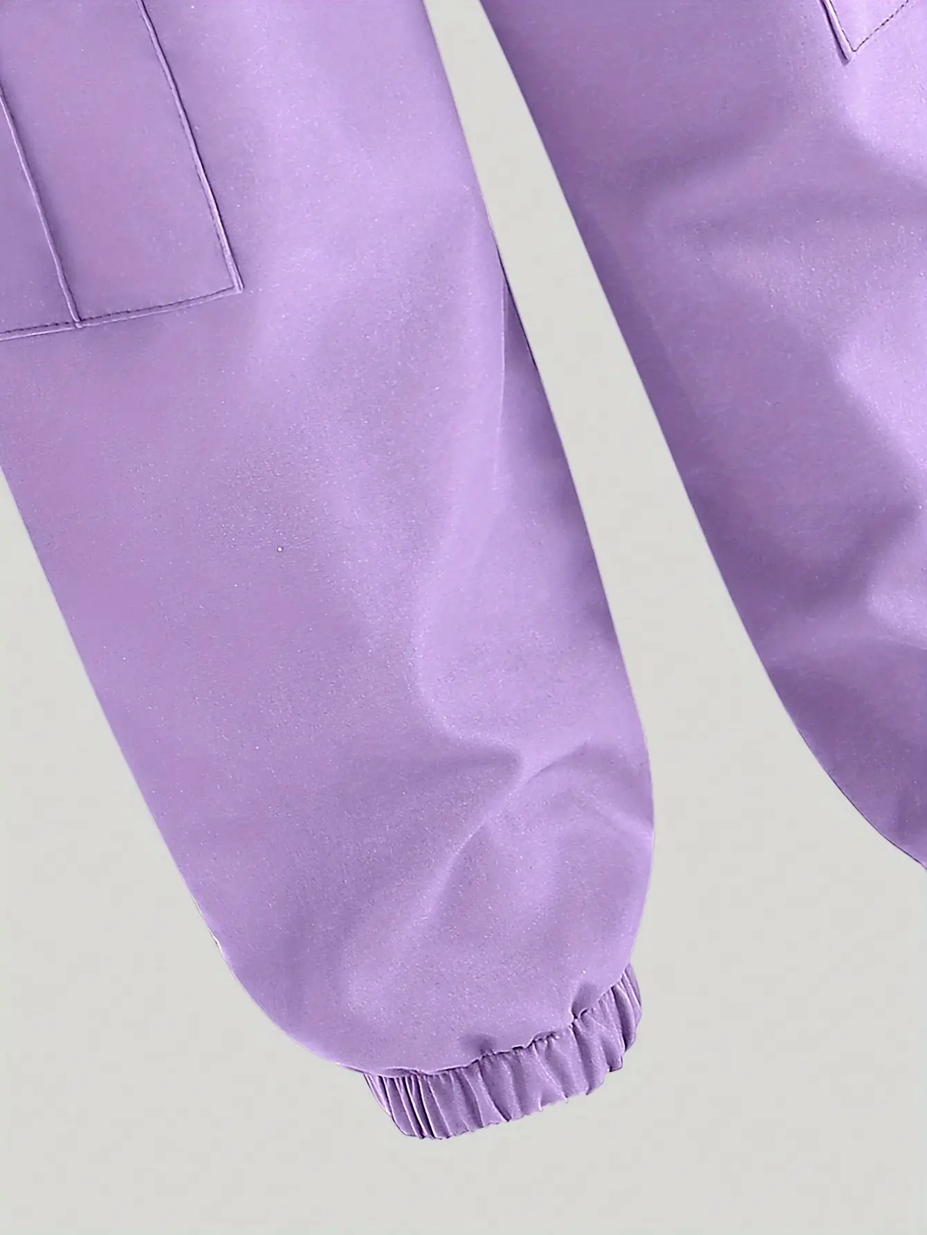 Girls Graphic Long Sleeve Tee and Purple Cargo Pants Set detail view