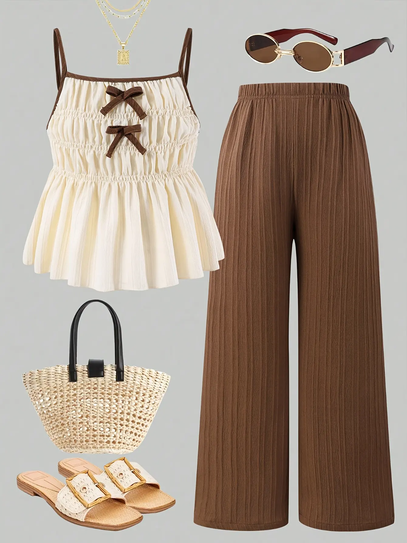 Girls Ruffle Cami Top and Wide Leg Pants Set gallery view