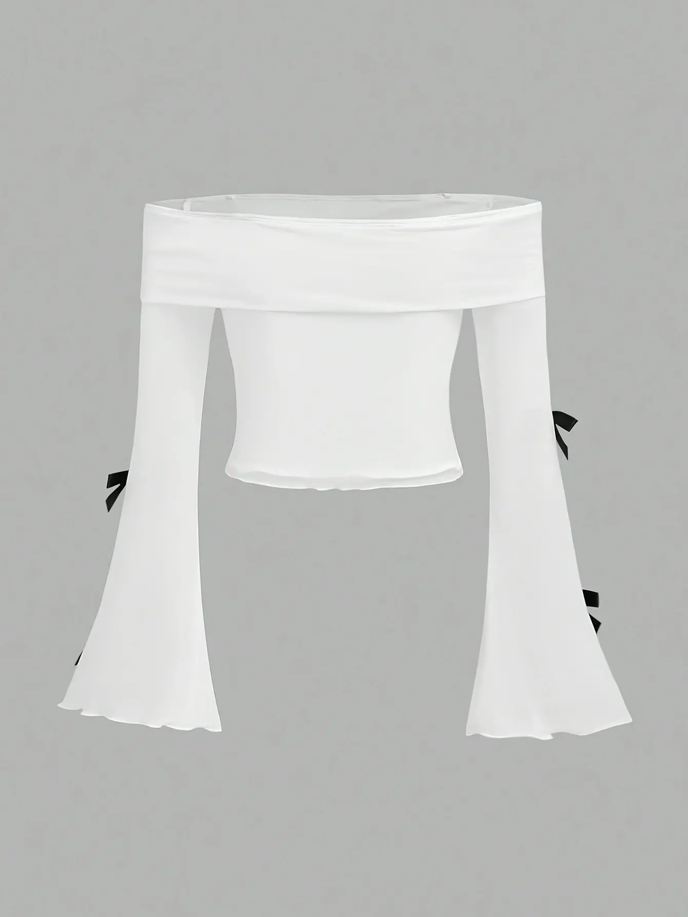Girls Bow Off Shoulder Top and Flare Pants Set detail view