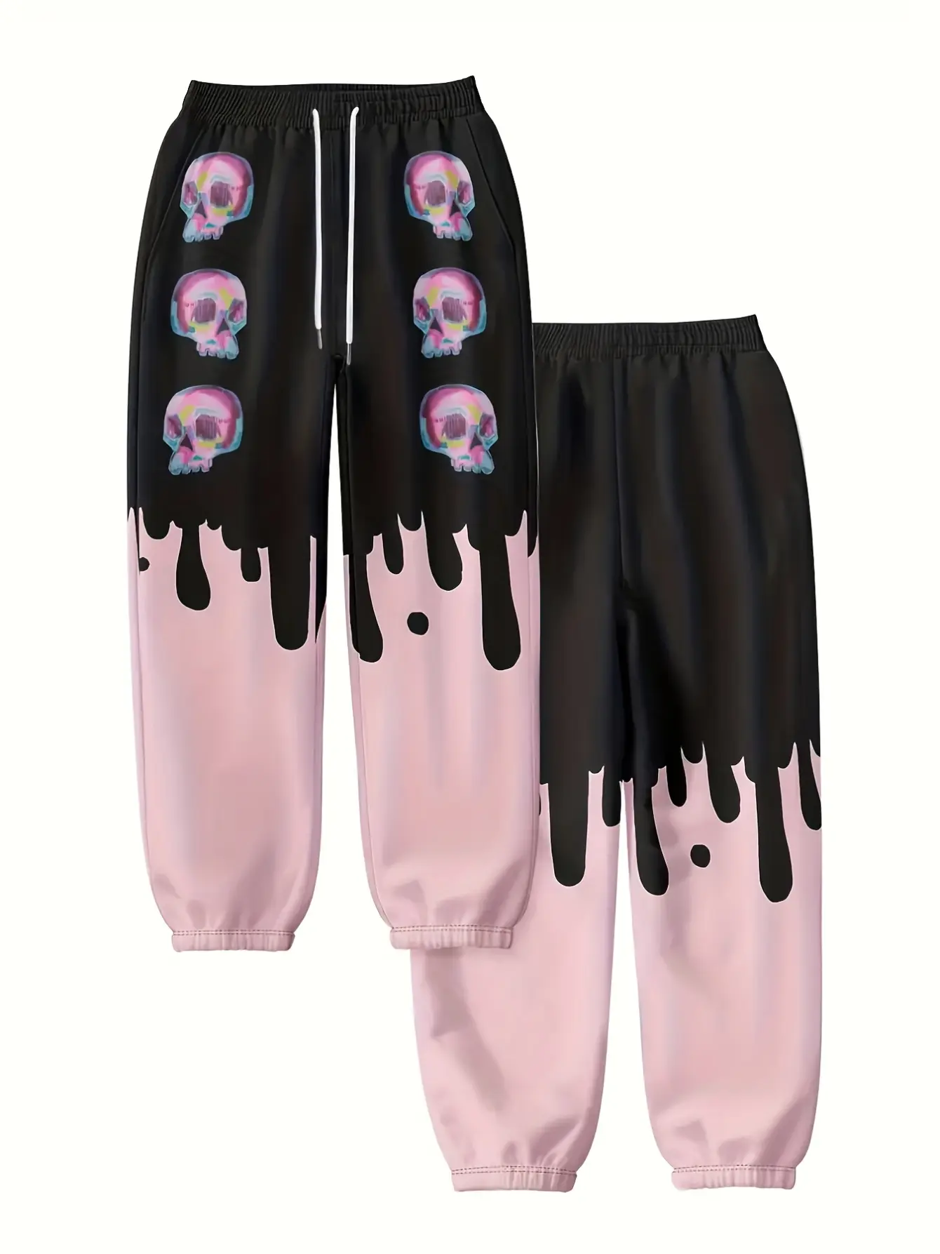 Women’s Gradient Skull Print Drawstring Streetwear Pants gallery view