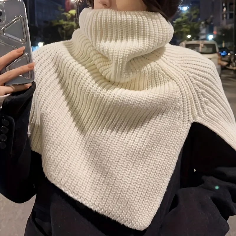 Women’s Elegant Split Turtleneck Knit Shoulder Wrap gallery view