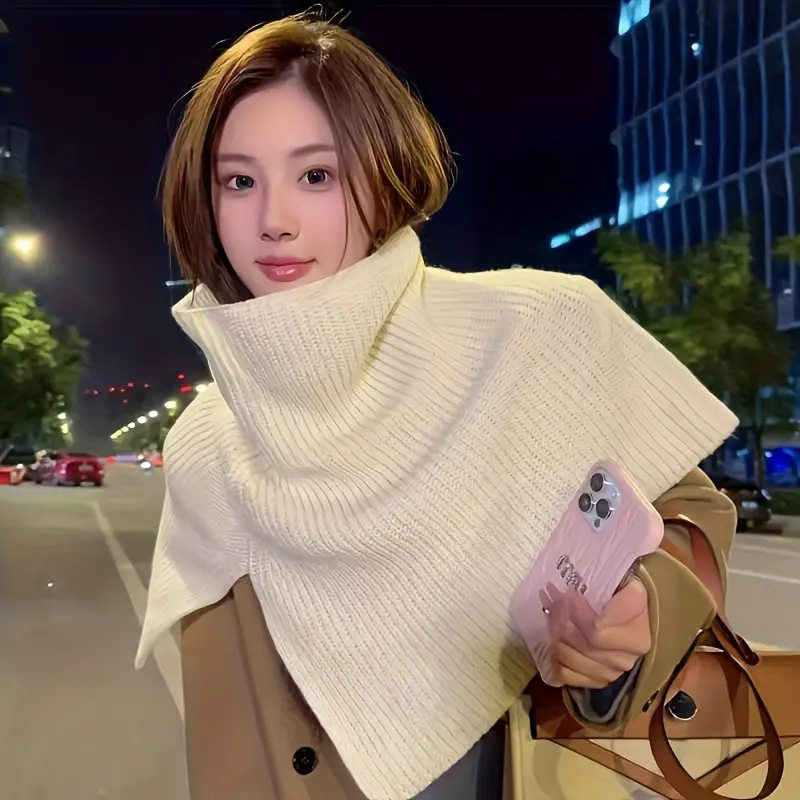 Women’s Elegant Split Turtleneck Knit Shoulder Wrap gallery view