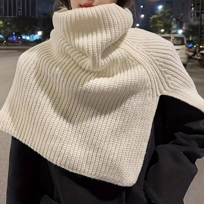 Women’s Elegant Split Turtleneck Knit Shoulder Wrap gallery view