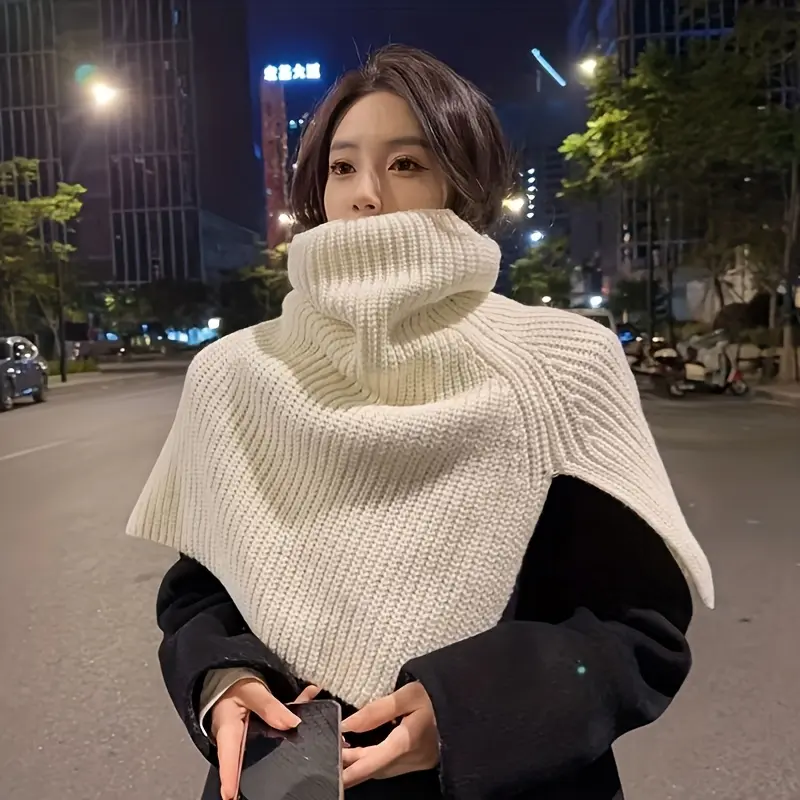 Women’s Elegant Split Turtleneck Knit Shoulder Wrap gallery view